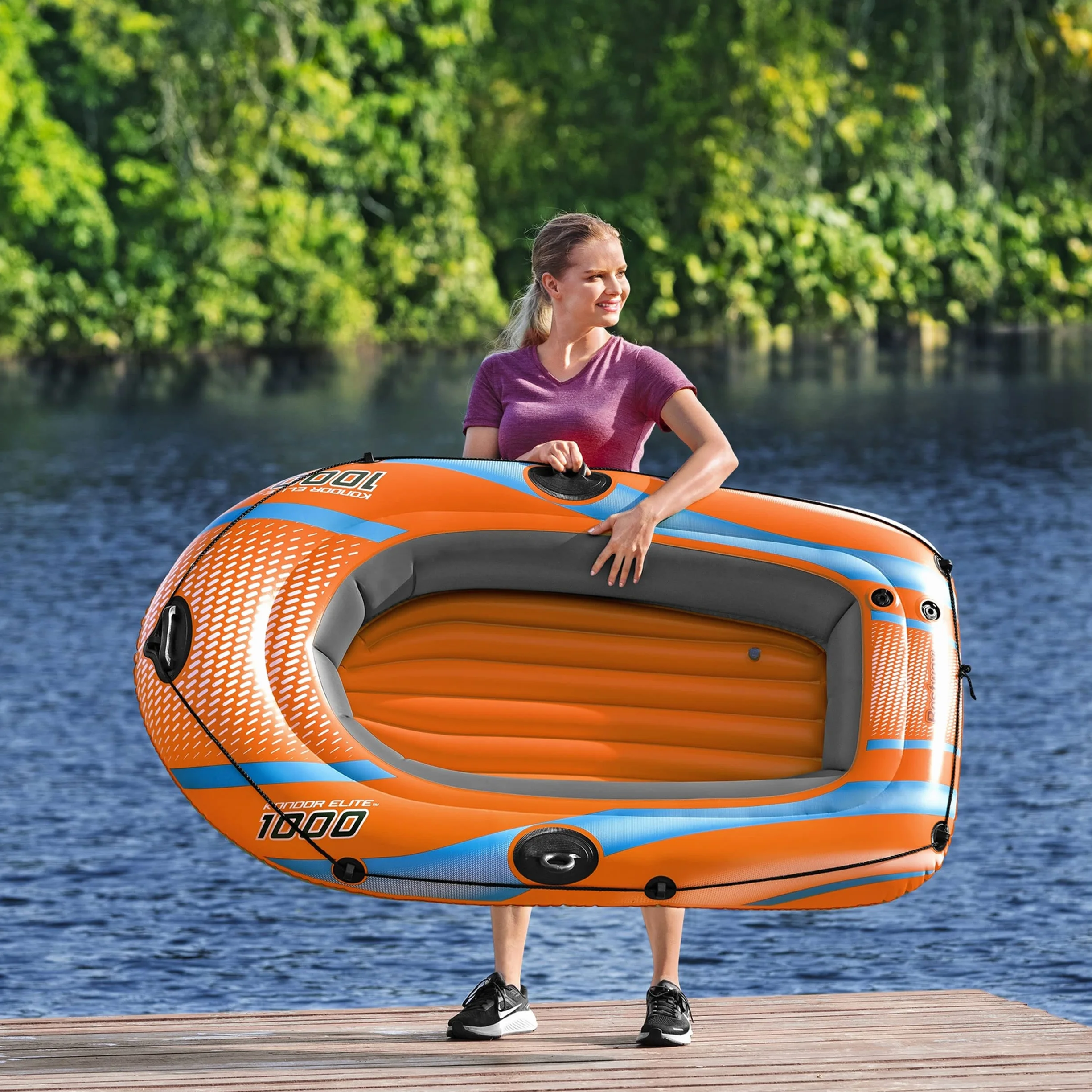 Bestway Kondor Elite Inflatable Boat One-Man Raft with Hand Pump