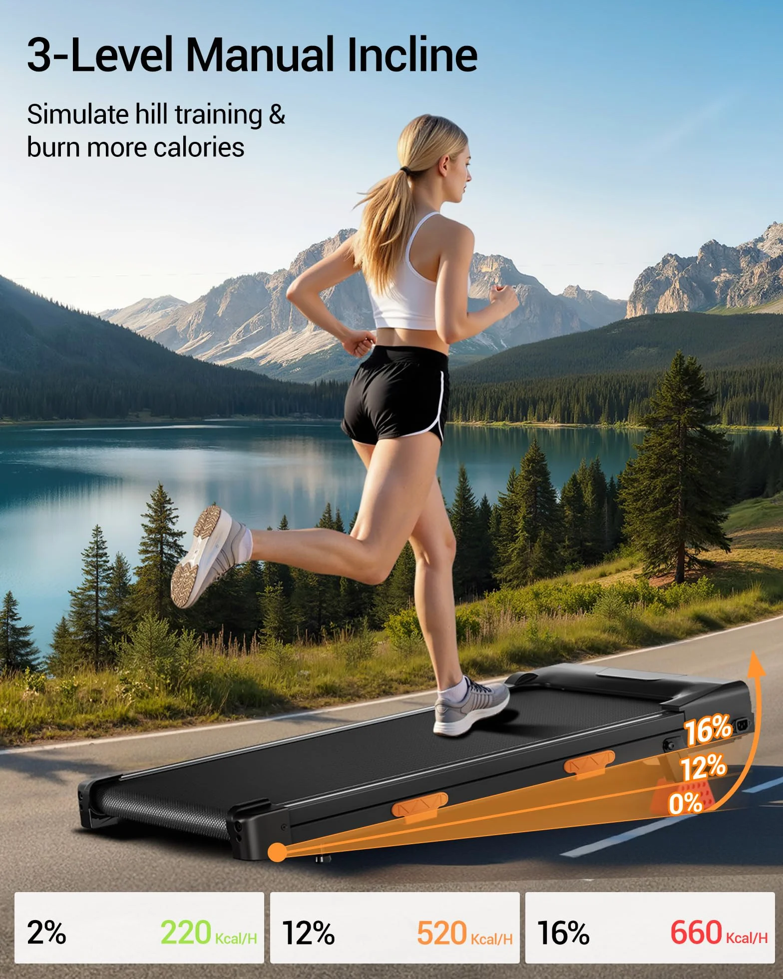 Tapis de Course LONTEK 3.0HP Inclinable 16% 10km/h avec Affichage LED et Télécommande pour Maison et Bureau 136kg