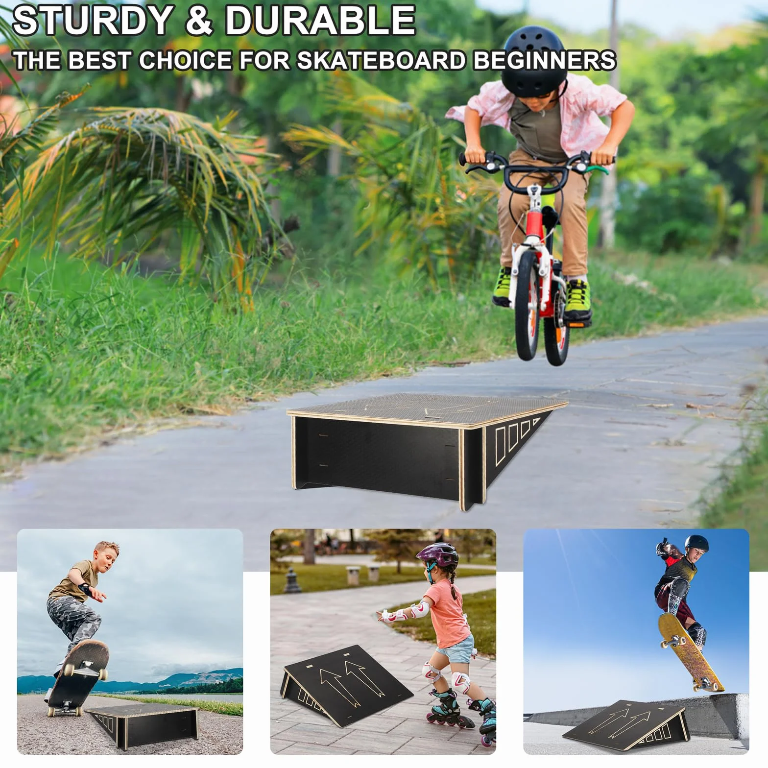 Rampe de skateboard 60 x 56,6 x 21 cm portable pour cour et jardin