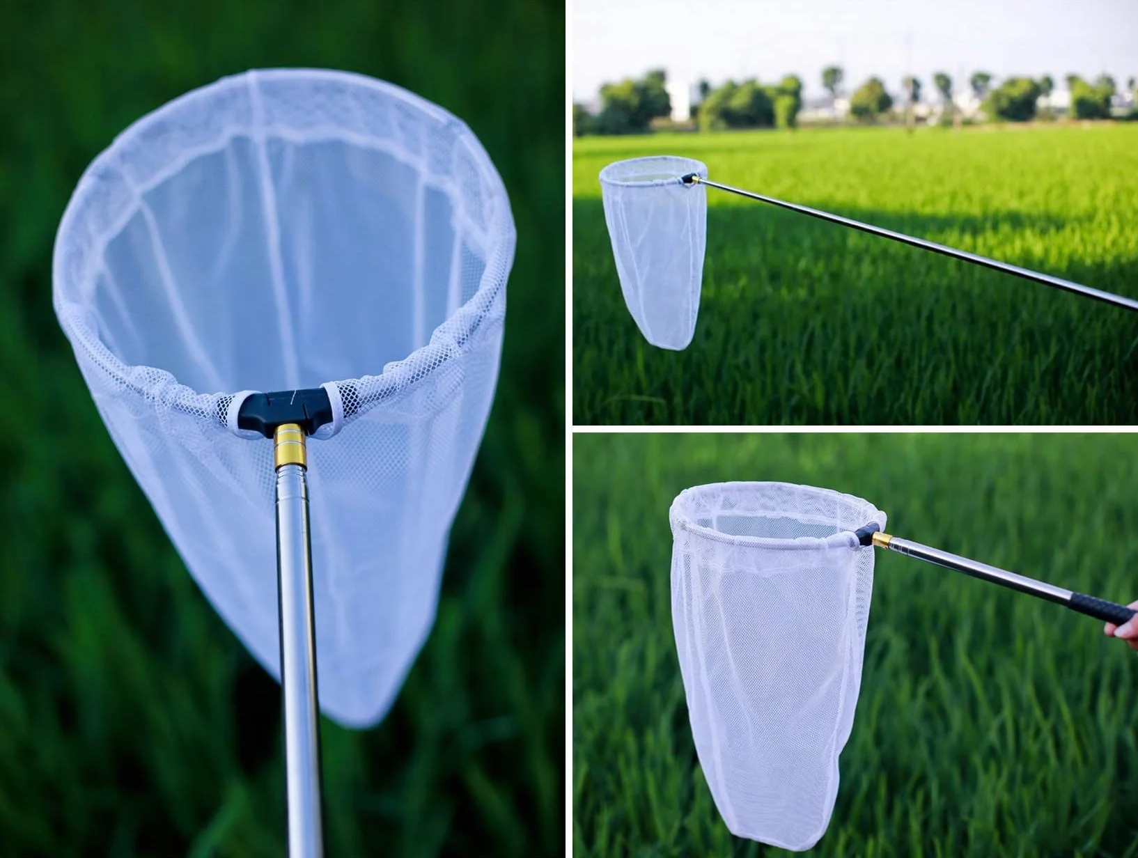 Filet de pêche extensible 150cm pour enfants avec manche télescopique pour étang et piscine