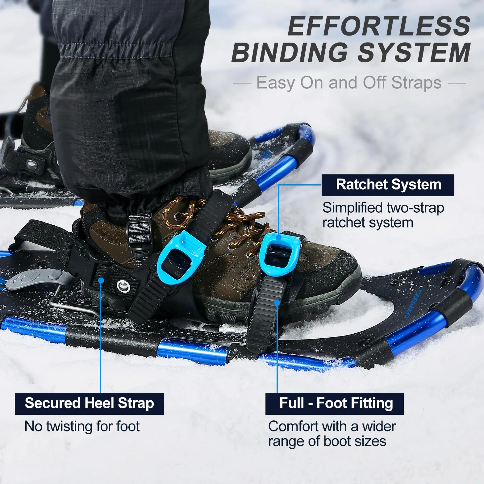 Odoland Ensemble de Chaussures de Neige 4 en 1 Hommes Femmes Imperméable Taille 54 cm 63 cm 76 cm