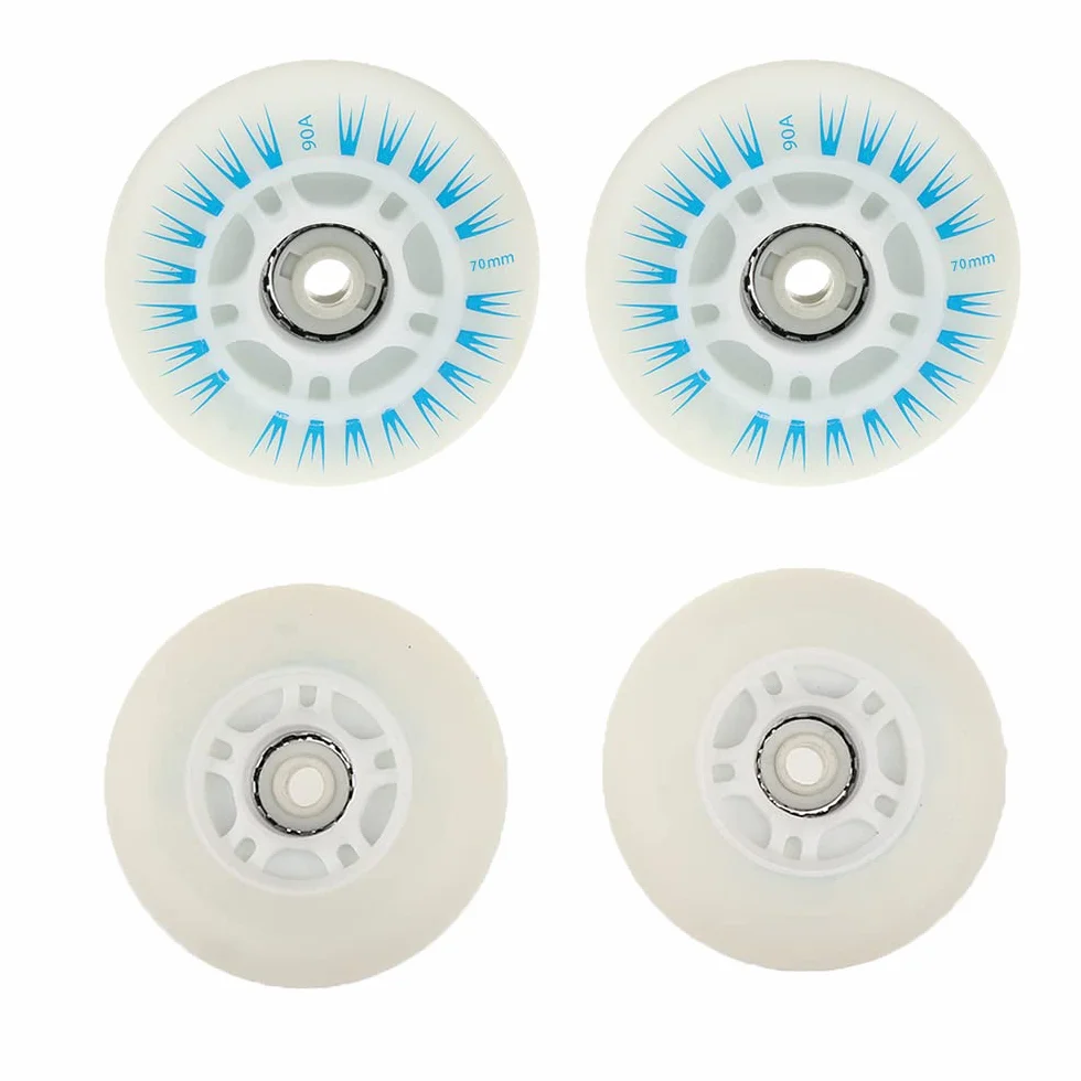 Roues de patins à roulettes DEL 70 mm lumineuses durables lot de 4 bleu