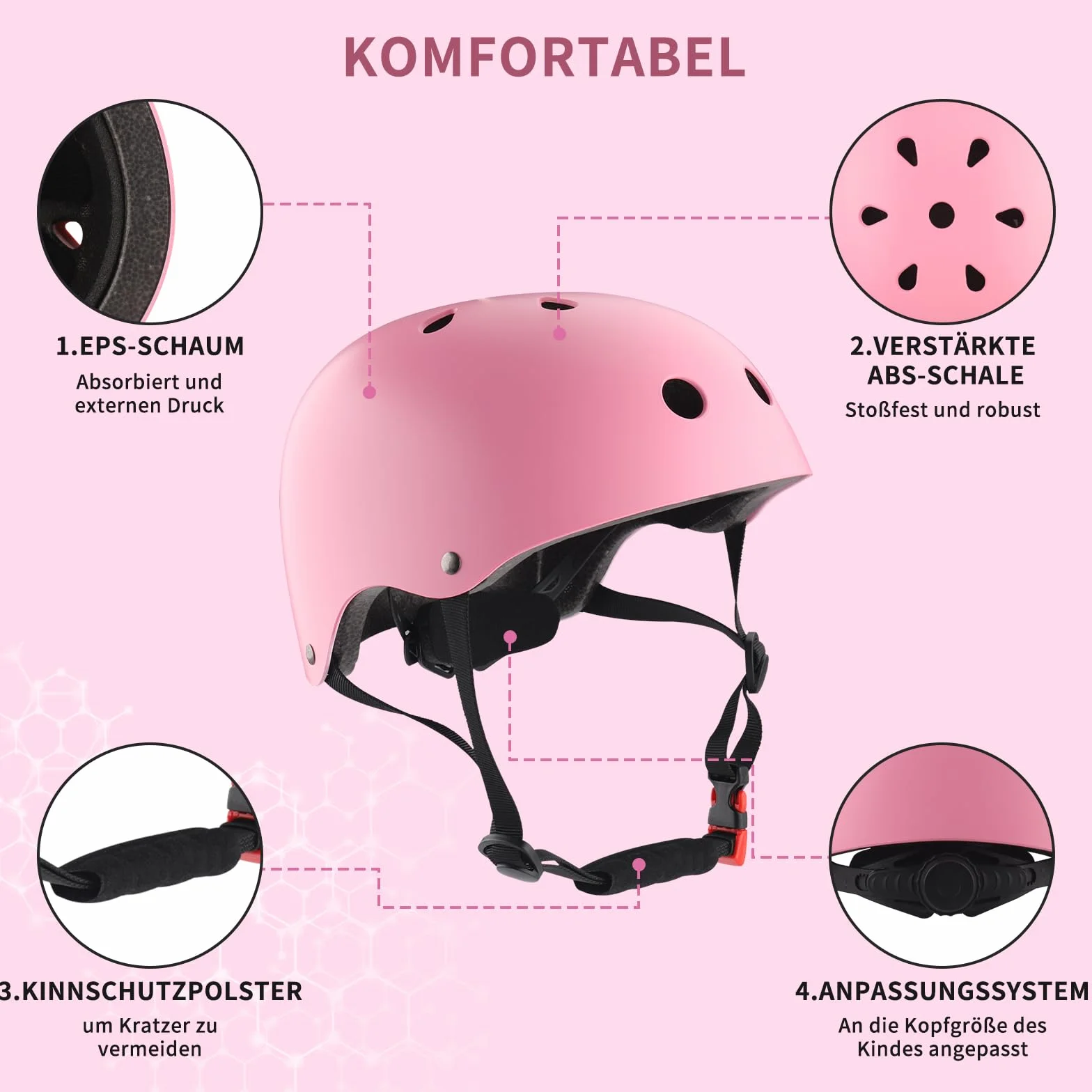 ZWOOS Protection Roller Enfants, Protections Coude Genoux Enfants, Protection Enfant Roller pour Skateboard, Vélo, Trottinette 3-10 Ans (Rose)