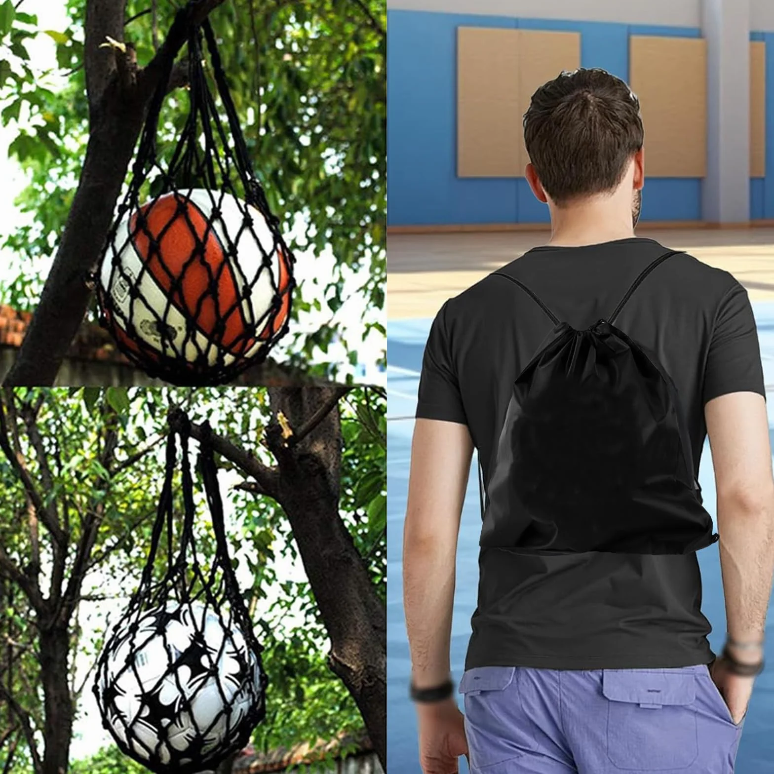 Sac à Dos de Basketball avec Poche Filet et Mousqueton
