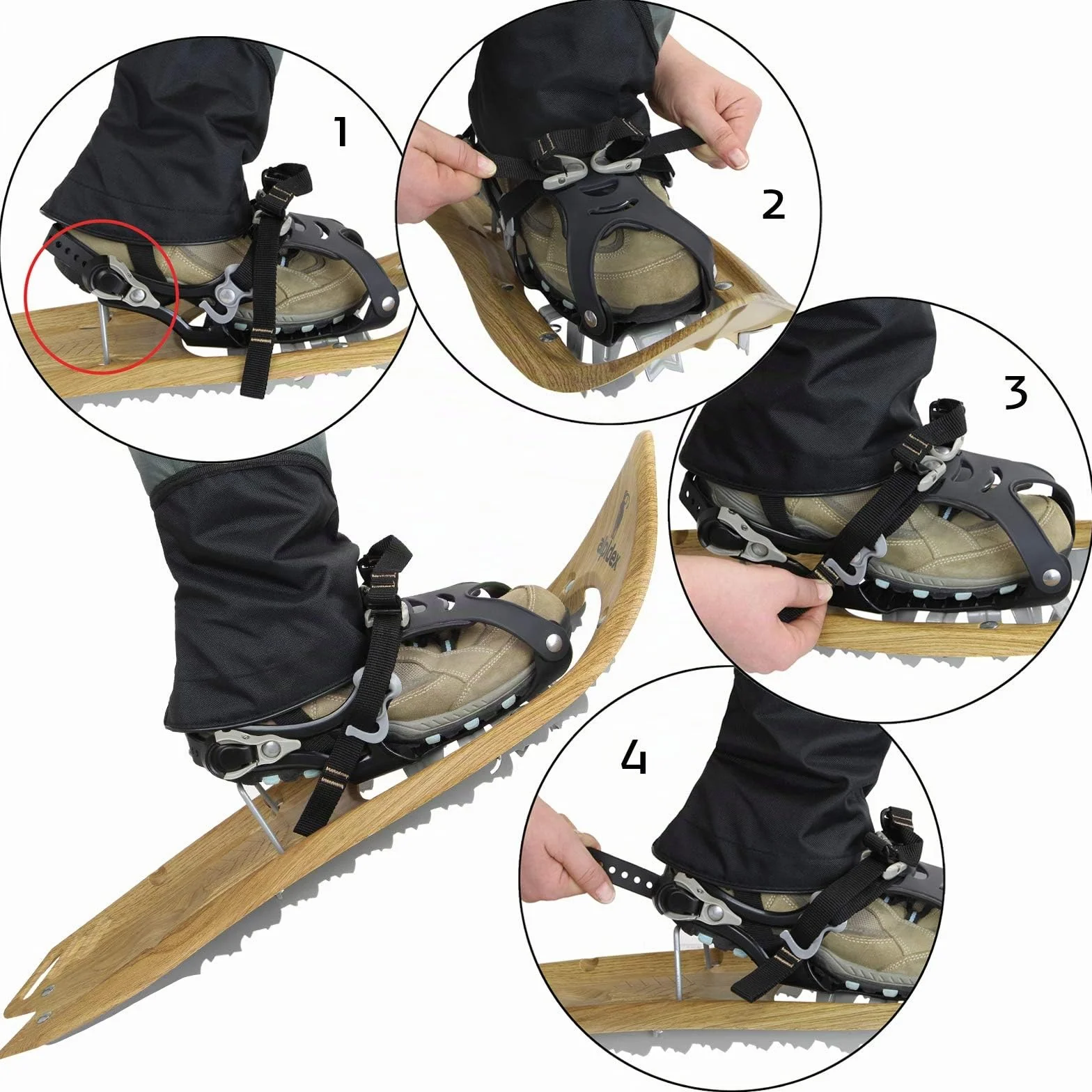 ALPIDEX Raquettes Neige Aspect Bois Sac Transport Bâtons Carbone
