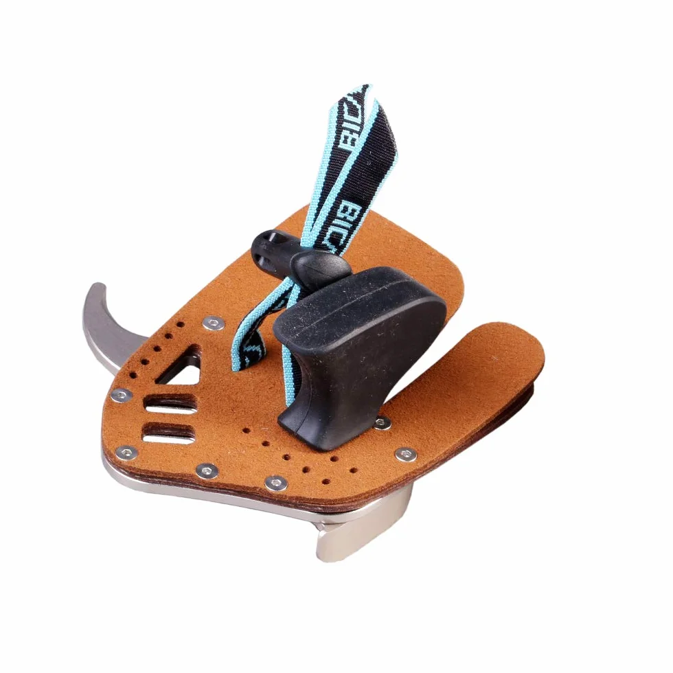 Bicaster Tongs de doigt pour gaucher en cuir véritable avec plaque aluminium réglable