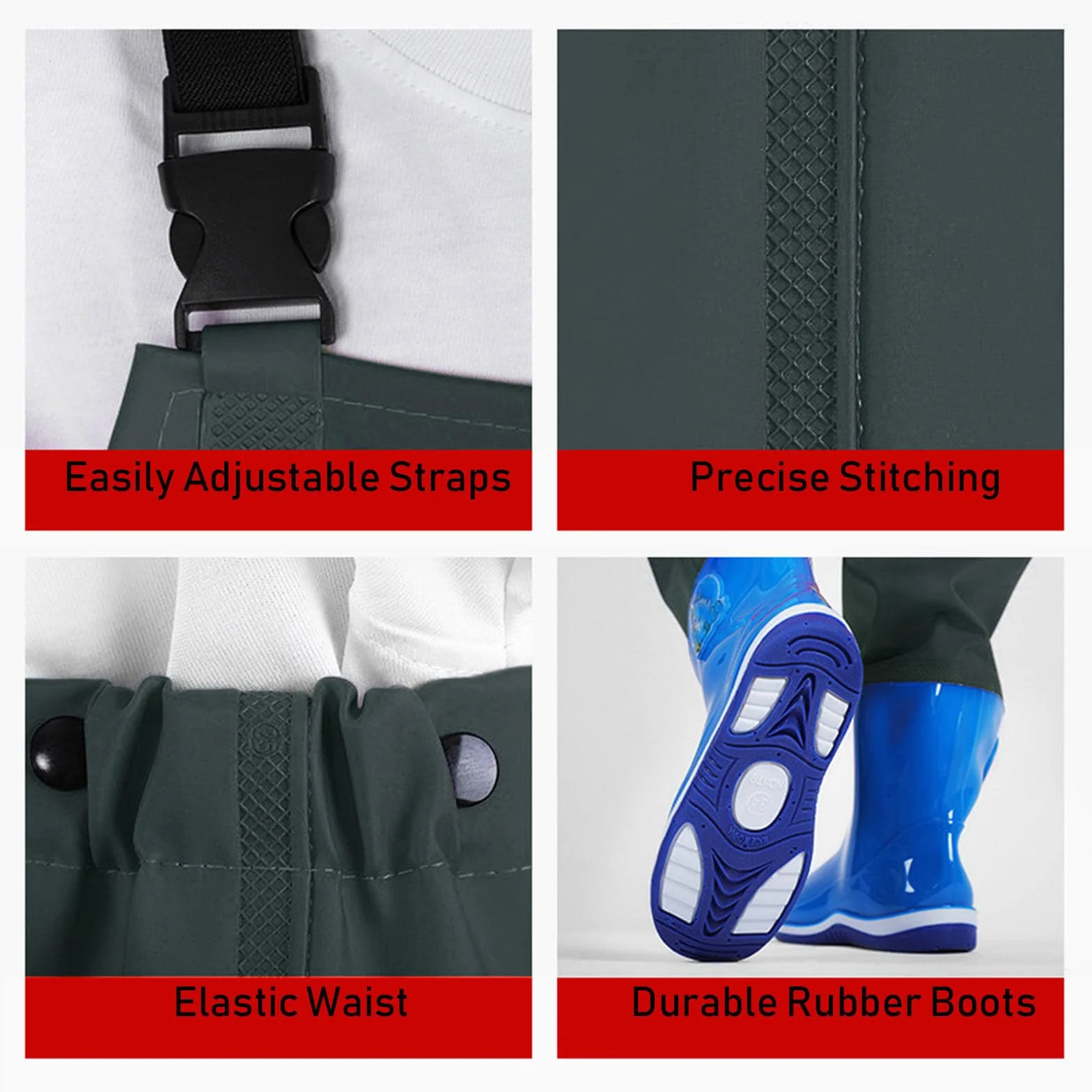 Waders Pêche Enfants Cuissardes Imperméables Chasse Bottes Unisexe Étanches Poche