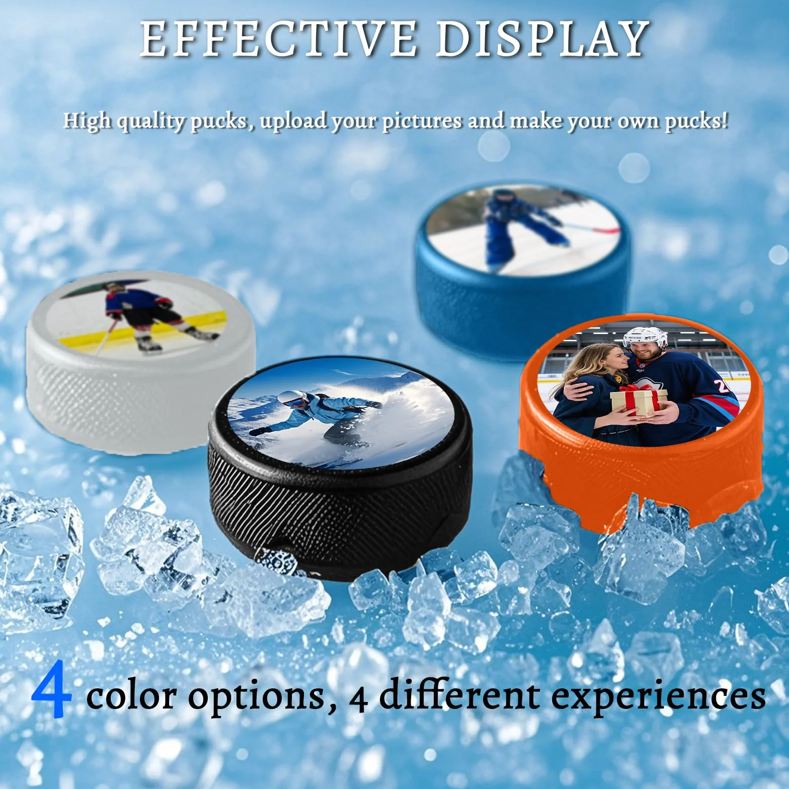 Hockey Puck Personnalisé avec Photo et Logo - Cadeau pour Fans Hommes Garçons Papa Entraîneur