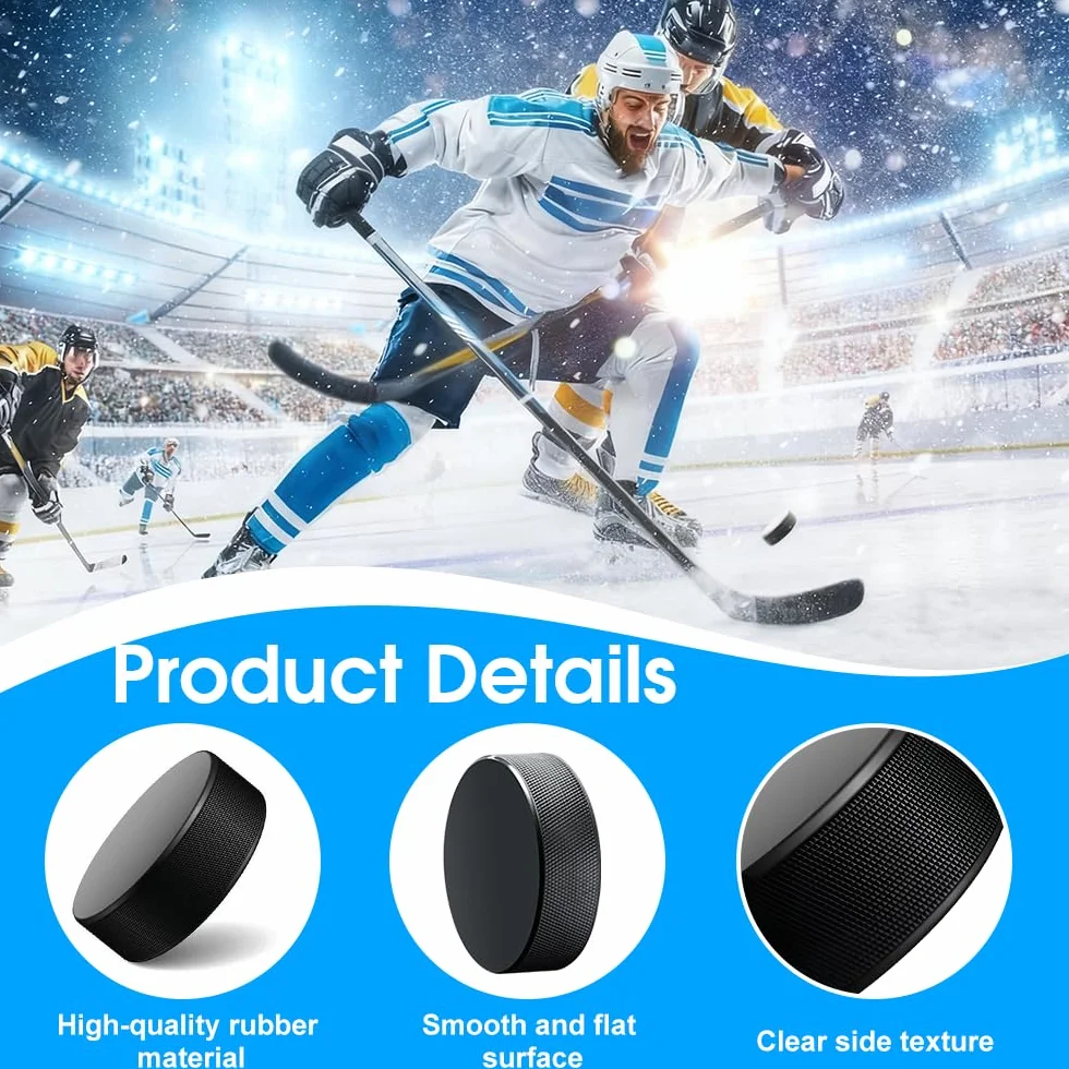 Pucks de Hockey de Pratique 75 mm x 25 mm en Caoutchouc pour Entraînement Intérieur et Extérieur
