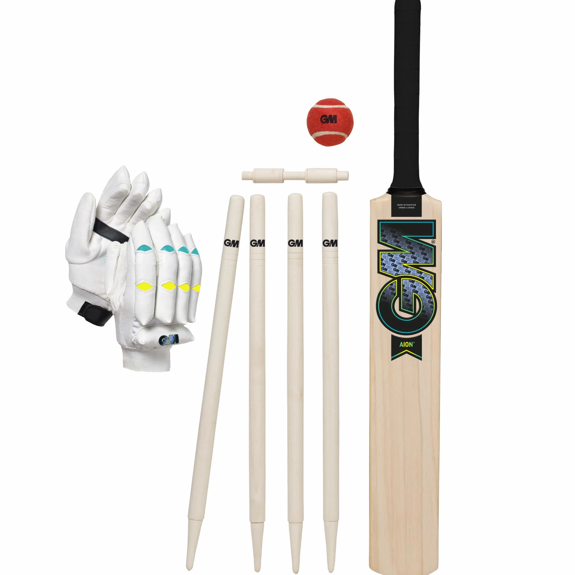 Gunn & Moore GM Young Gunn Cricket Set Wooden Bat Soft Ball Gloves Stumps Carry Bag Sizes 2 4 6