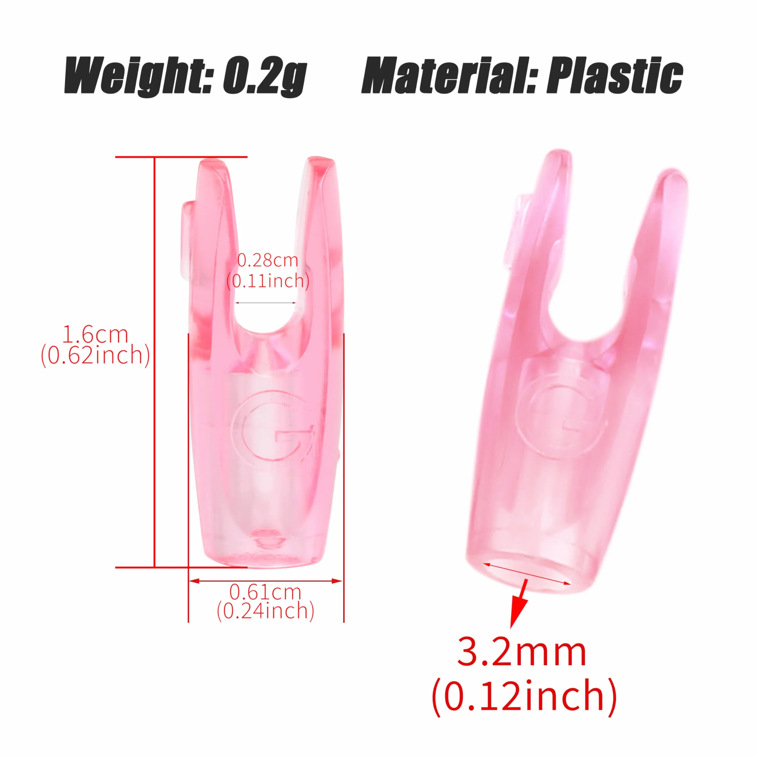Pack de 60 flèches de tir à l'arc Nock ID 3.2mm Queue de Remplacement en Plastique