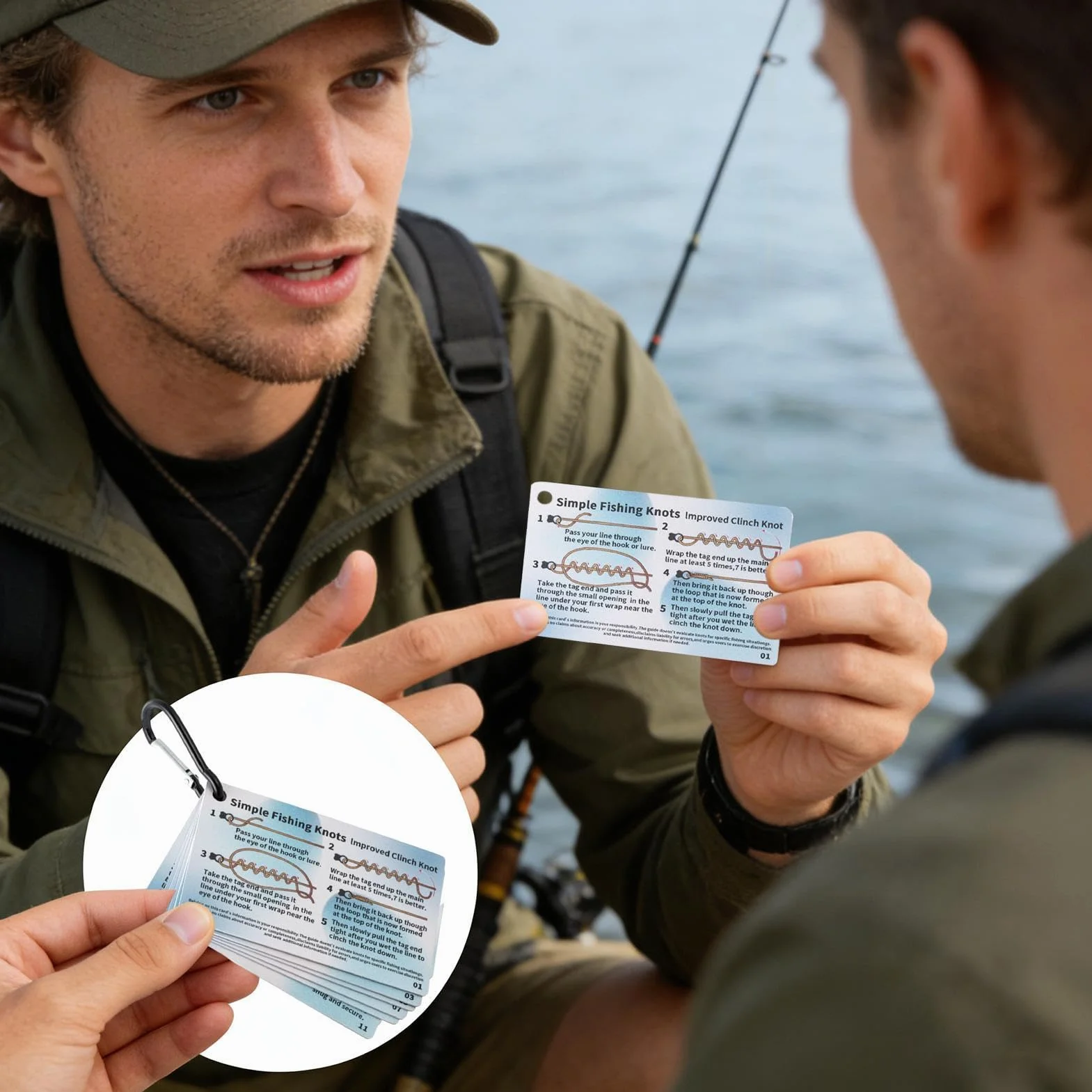 Kit de 6 cartes guide nœud de pêche étanches, système d'apprentissage illustré pour débutants, accessoire de pêche pour bassin et lac