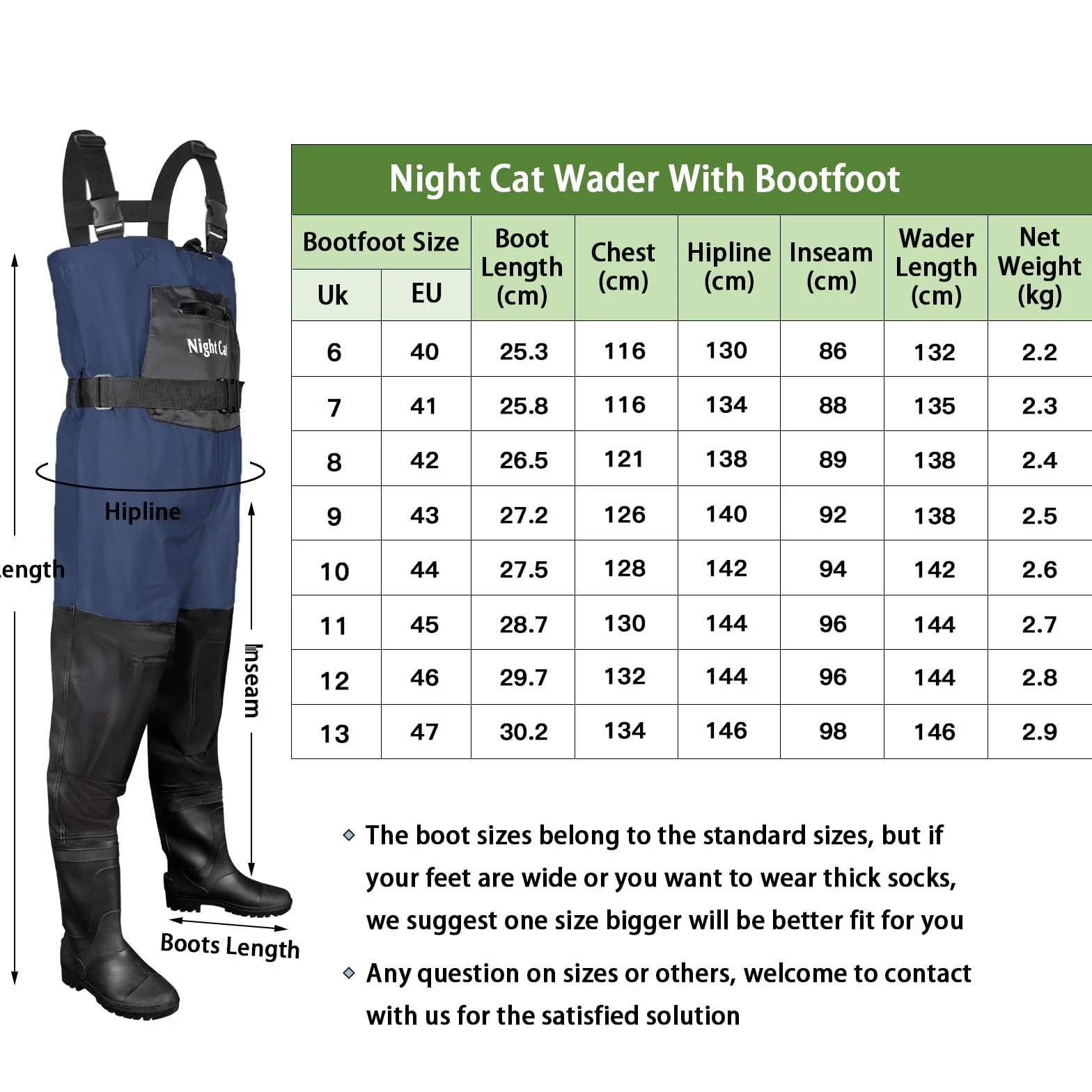 Night Cat Waders Pêche Homme Cuissardes Imperméable Respirant PVC Bottes