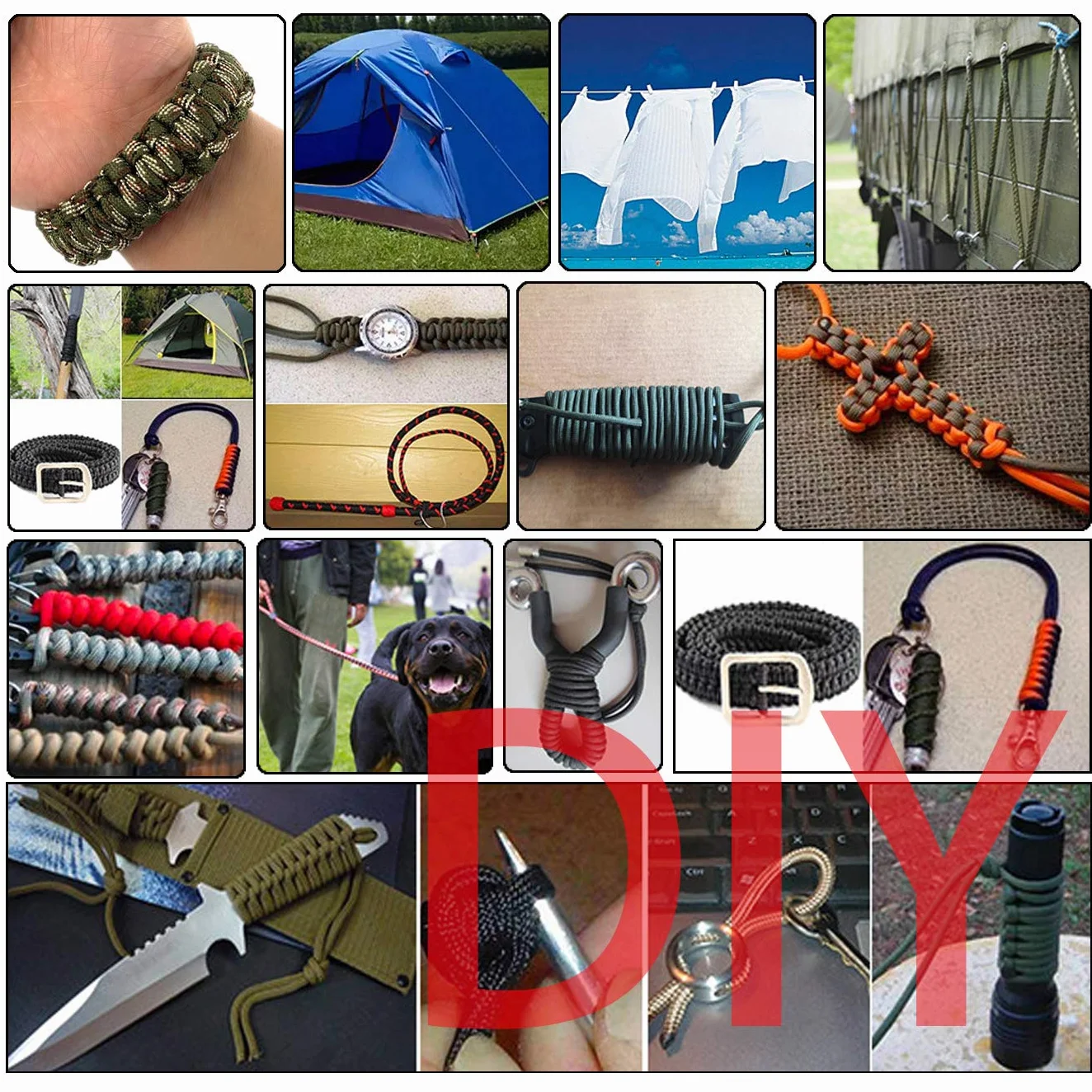 Paracorde Kit pour Bracelet Paracord DIY Porte-clés Cordon 10pcs