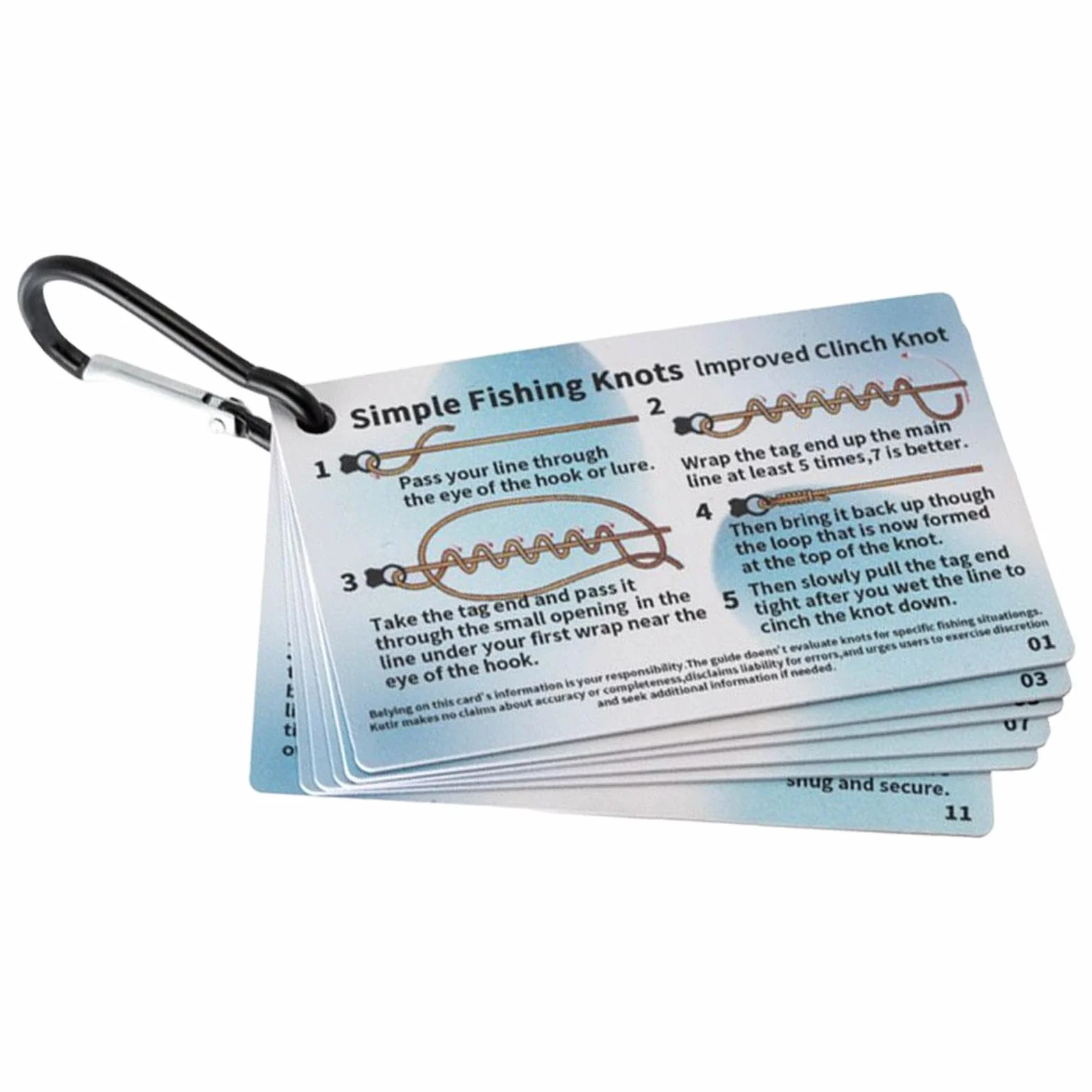 Kit de 6 cartes guide nœud de pêche étanches, système d'apprentissage illustré pour débutants, accessoire de pêche pour bassin et lac