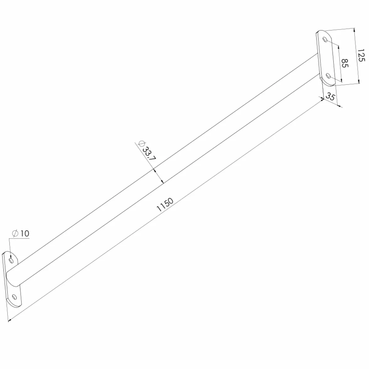 TRIBECCO Barre de traction acier inoxydable 115 cm