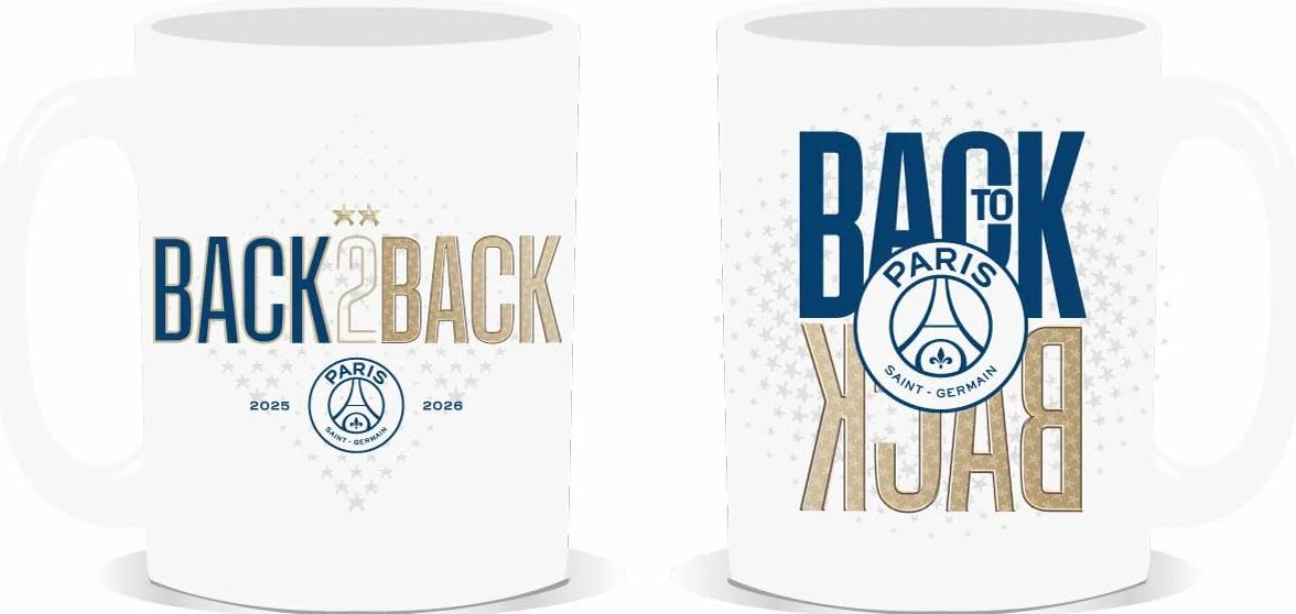 PARIS SAINT GERMAIN PSG Mug Back to Back 2 Étoiles Collection Officielle Champions d'Europe 2025 2026