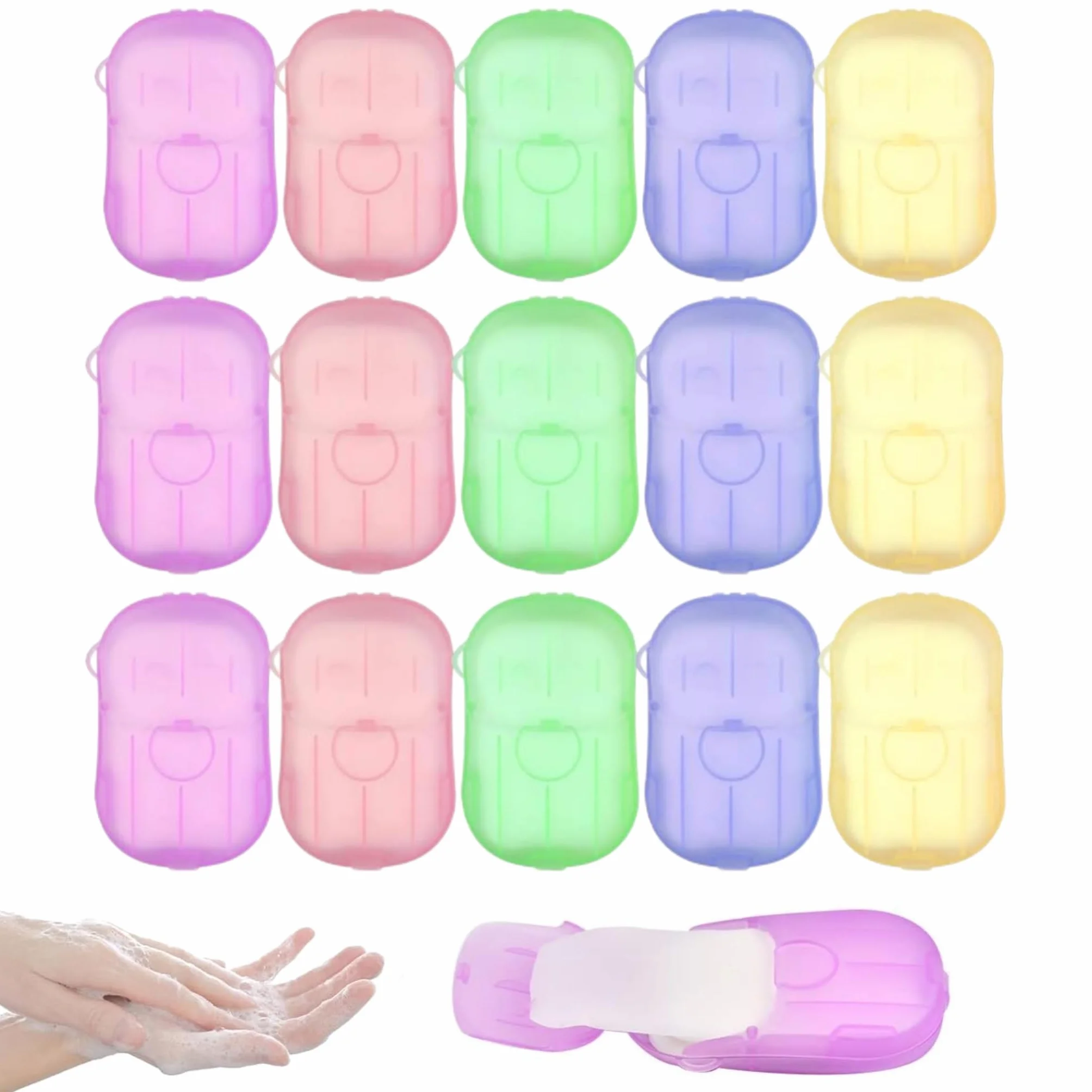 Savon en Papier Jetables 300 Feuilles 15 Boîtes Mini Portable Voyage Camping
