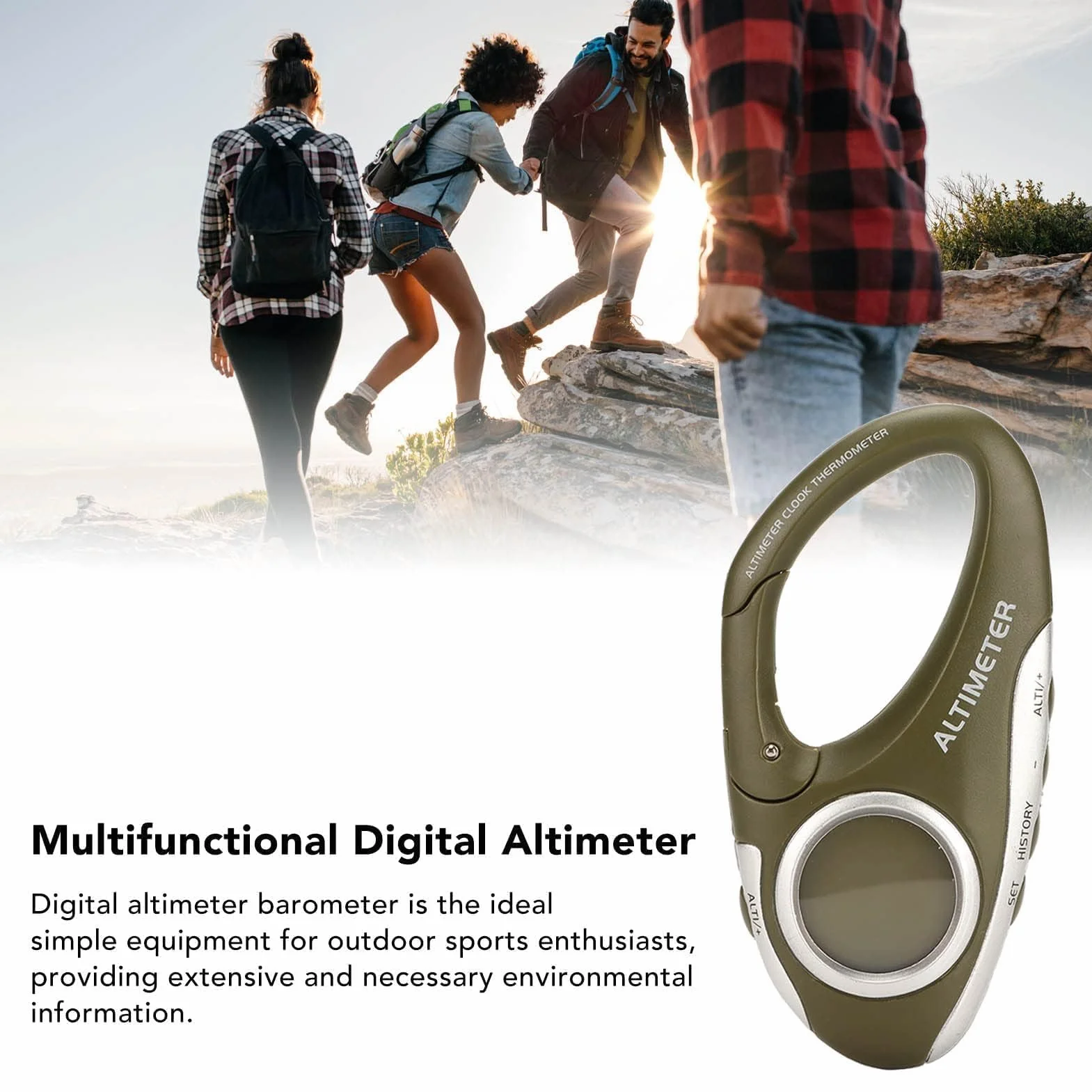 Altimètre Numérique avec Rétroéclairage, Baromètre Multifonctionnel, Thermomètre, Moniteur d'Altitude pour l'escalade, Camping, Sports de Plein Air