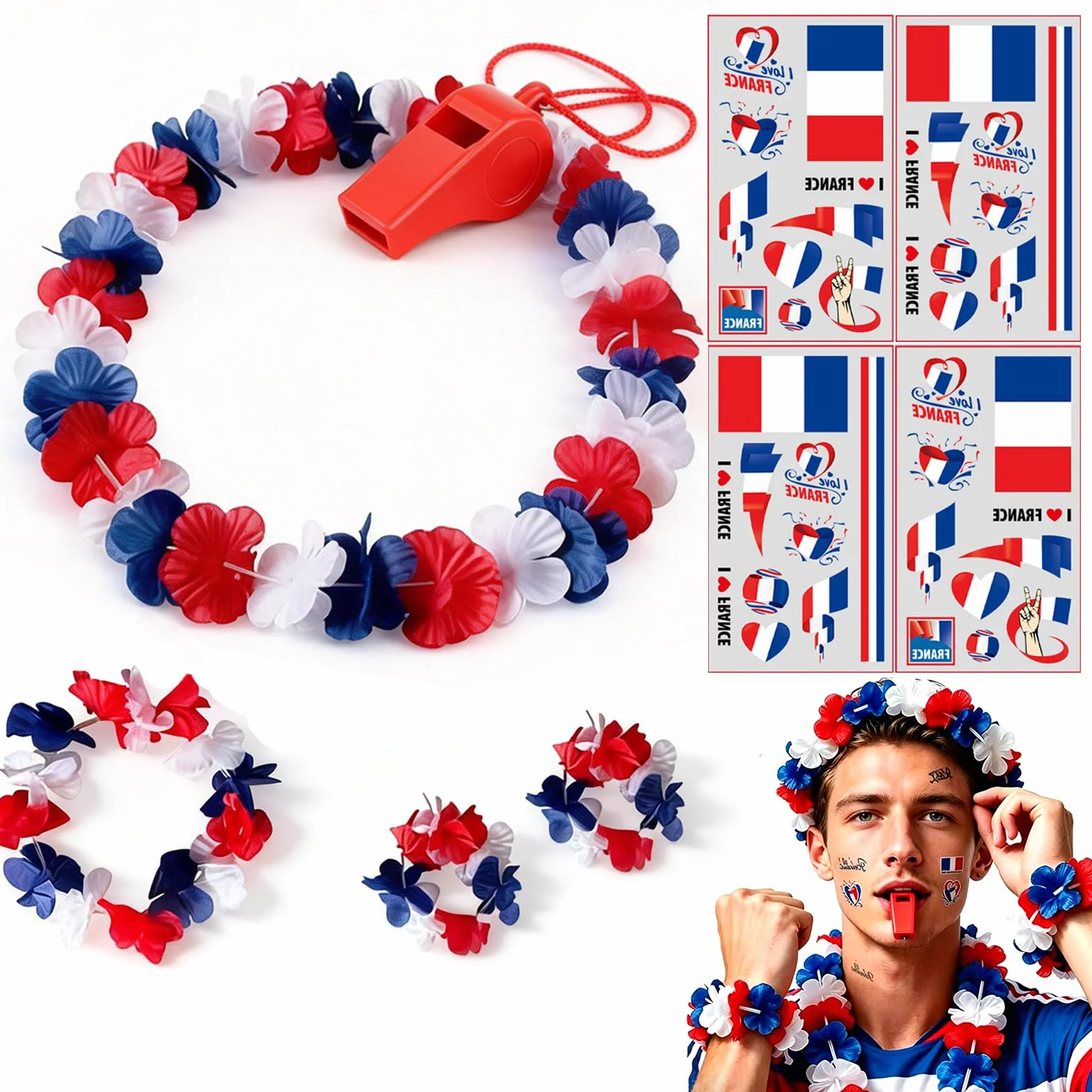 Accessoire Supporters France 9 Pièces Coupe du Monde Euro Football