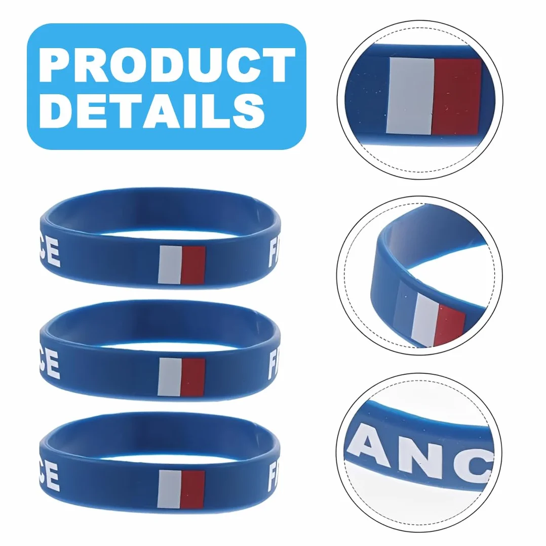 Français Flag Silicone Wristbands Wrist Bands Bracelet Cadeaux De Fête Drapeau Français Inspirant Pièce Maîtresse Chariot Drapeau Monde Football Chaîne À Main Décorations
