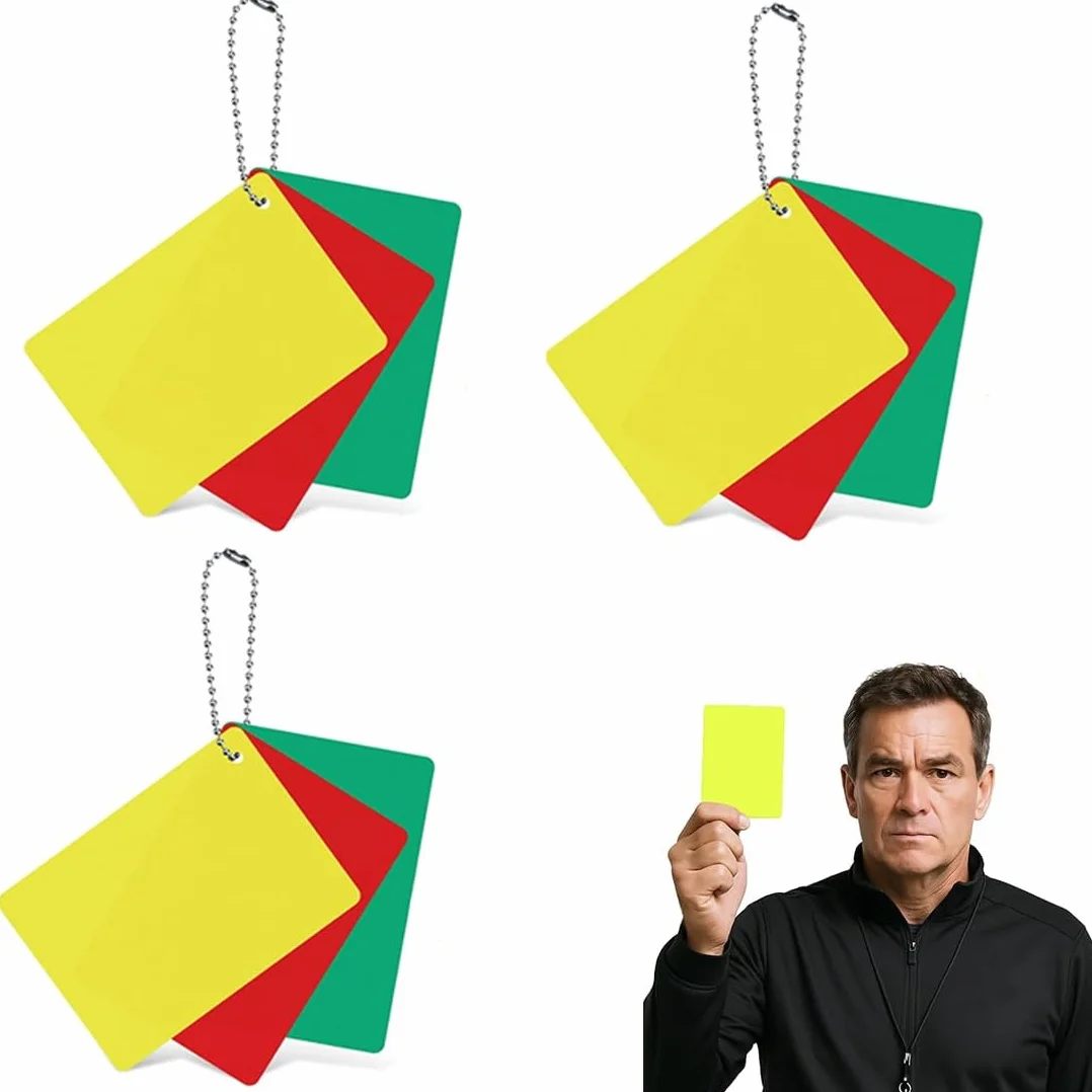 Carton Arbitre Football 3 Set Cartes Pénalité Rouge Jaune Vert Portable Matchs