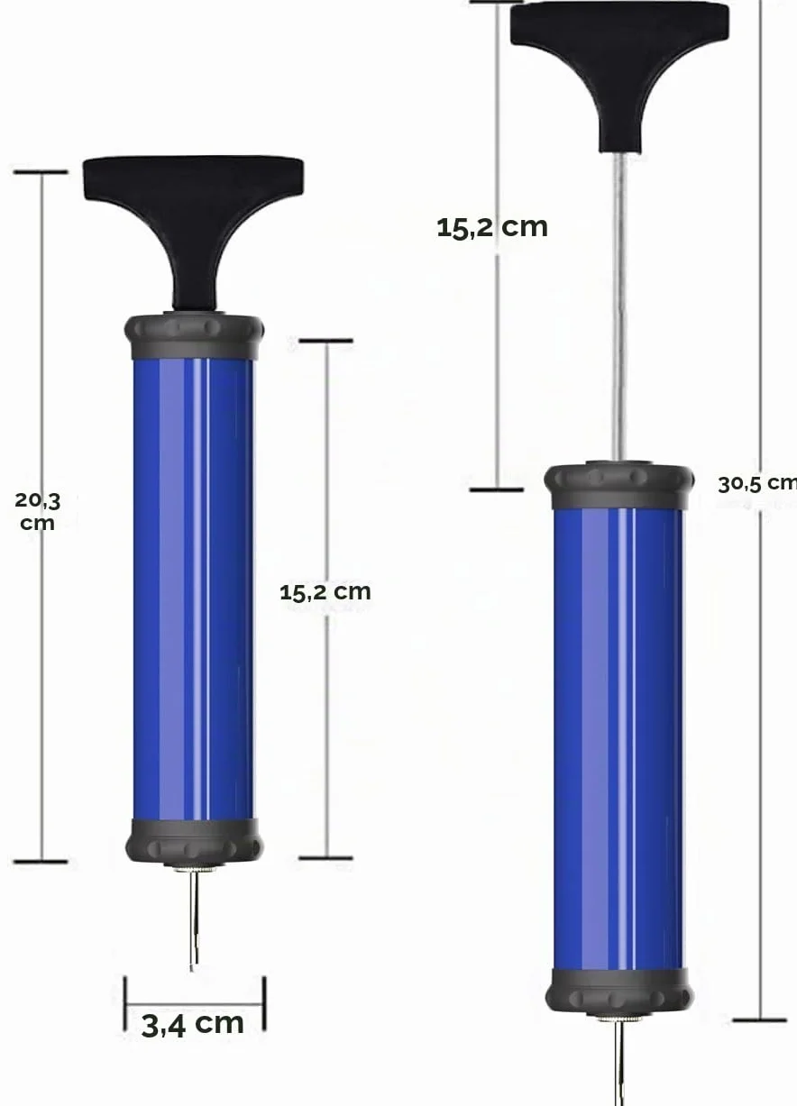 Aiguilles de Pompe de Ballon de Sport Portables avec Pompe à Main pour Football, Rugby, Volley-Ball, Basket-Ball