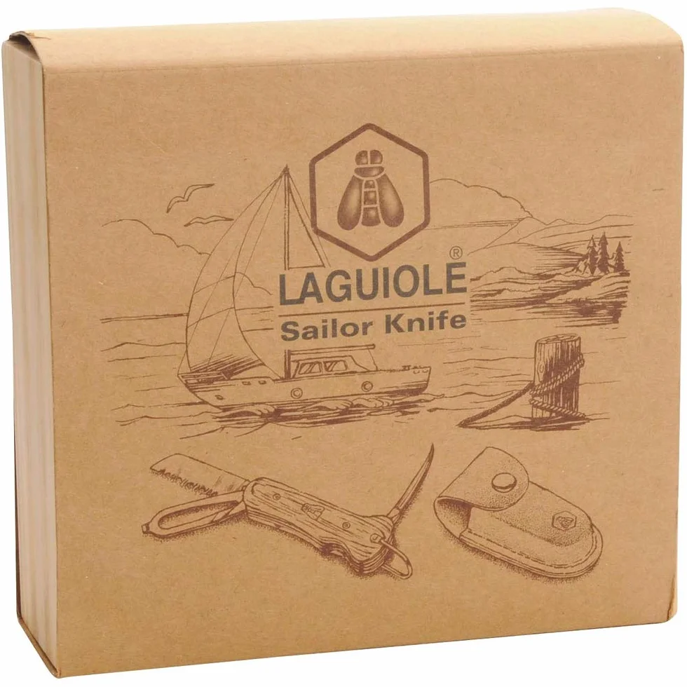 Laguiole Couteau Pliant de Marin Coffret Cadeau avec Étui en Cuir