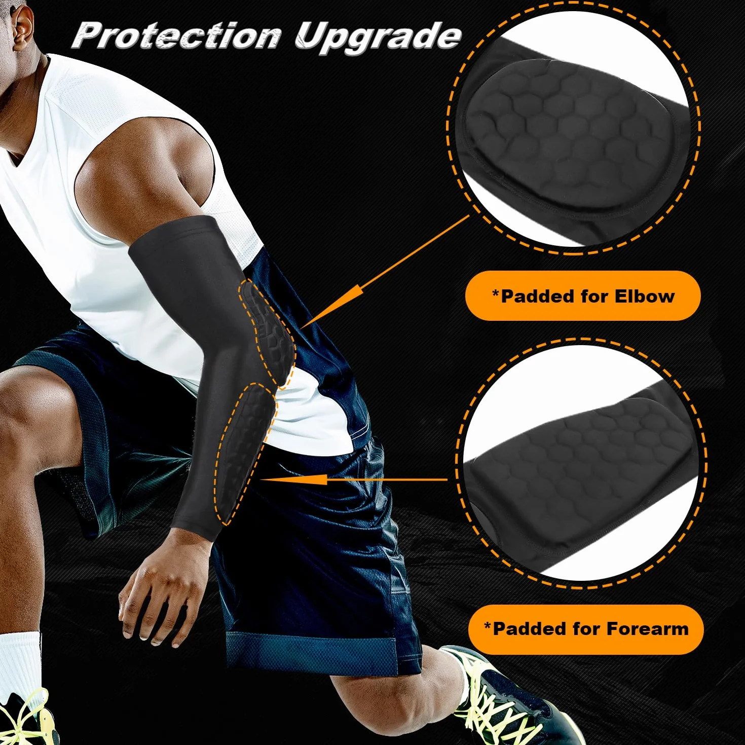 Lot de 2 coudières en nid d'abeille résistant aux chocs protection compression baseball football volley-ball cyclisme basket-ball taille M