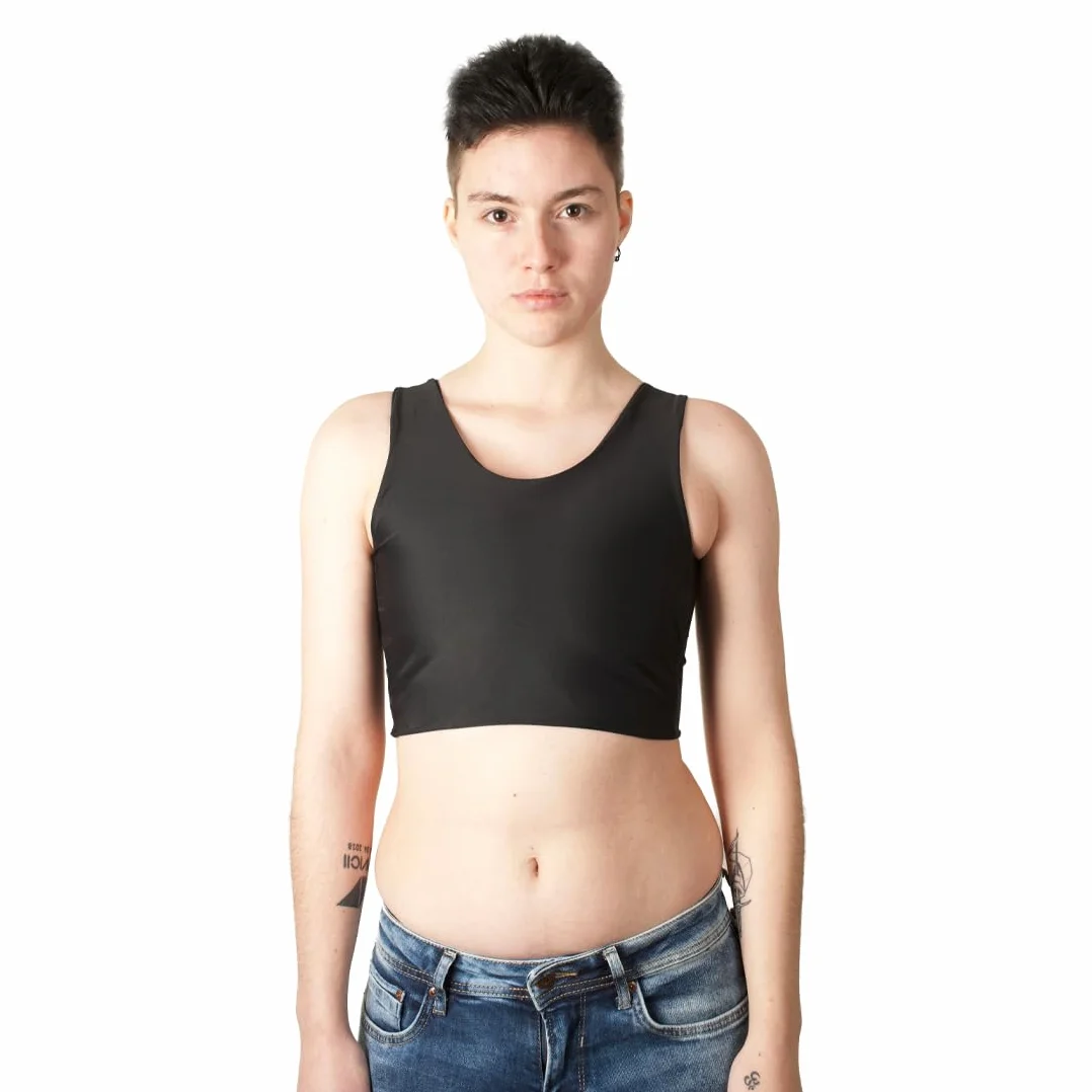 Binder Court Haut Compressif Compression Renforcée Maintien Extra-Fort Transgenre Non-Binaire Noir Taille Normale
