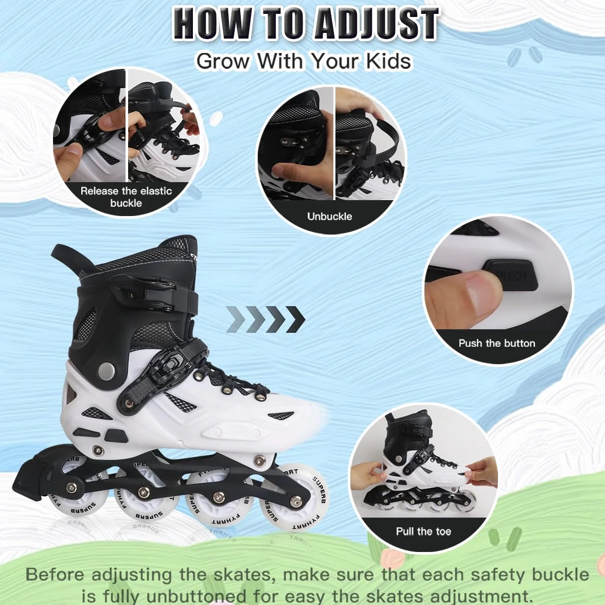 Patins à Roues alignées Ajustables pour Enfant Garçons Filles Débutants Roller Extérieur Intérieur