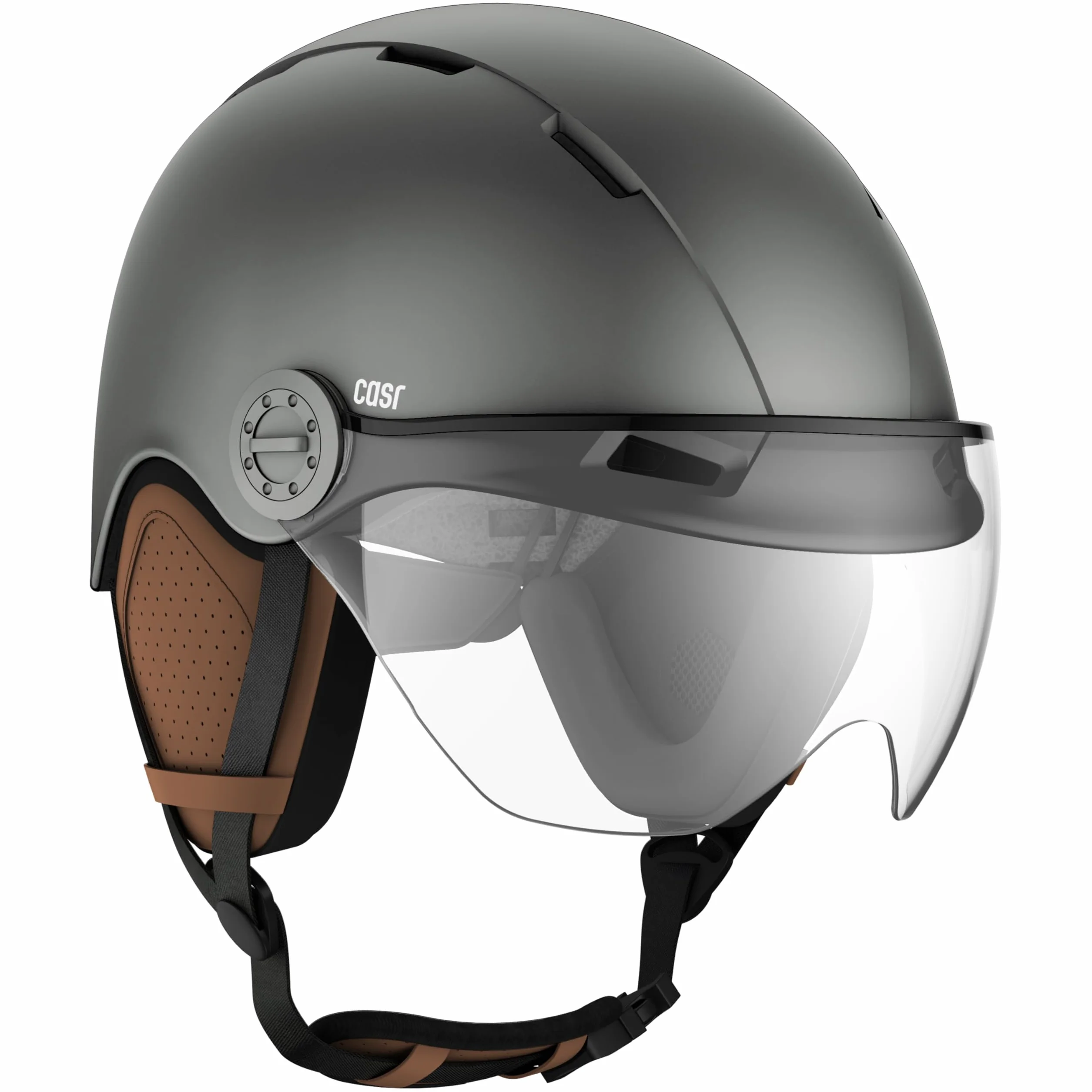 Casque Lifestyle Urbain Vélo Trottinette Électrique Visière Transparente Cache-Oreille Amovibles