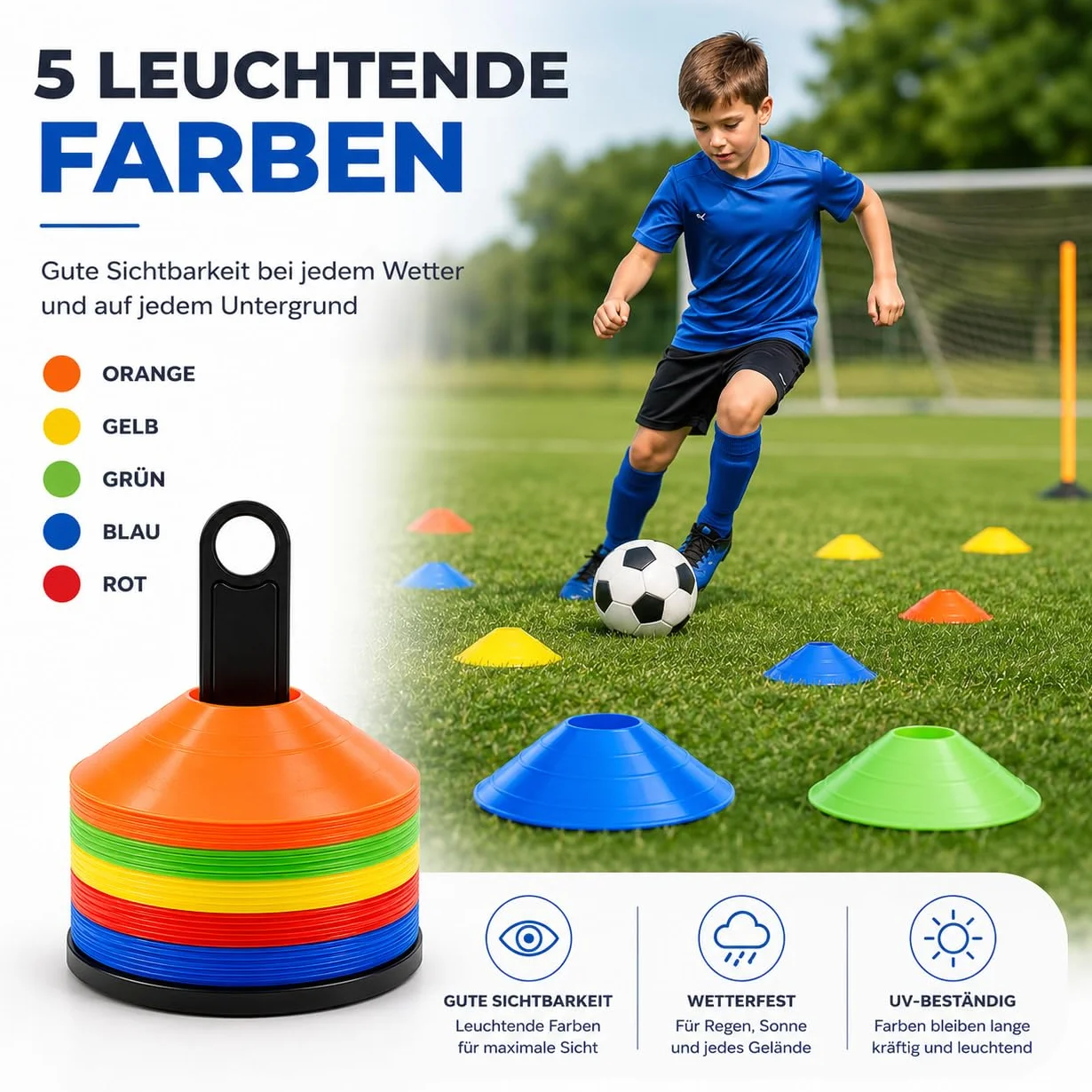 Cônes de marquage colorés, Accessoires pour l'entraînement de Football et de Slalom