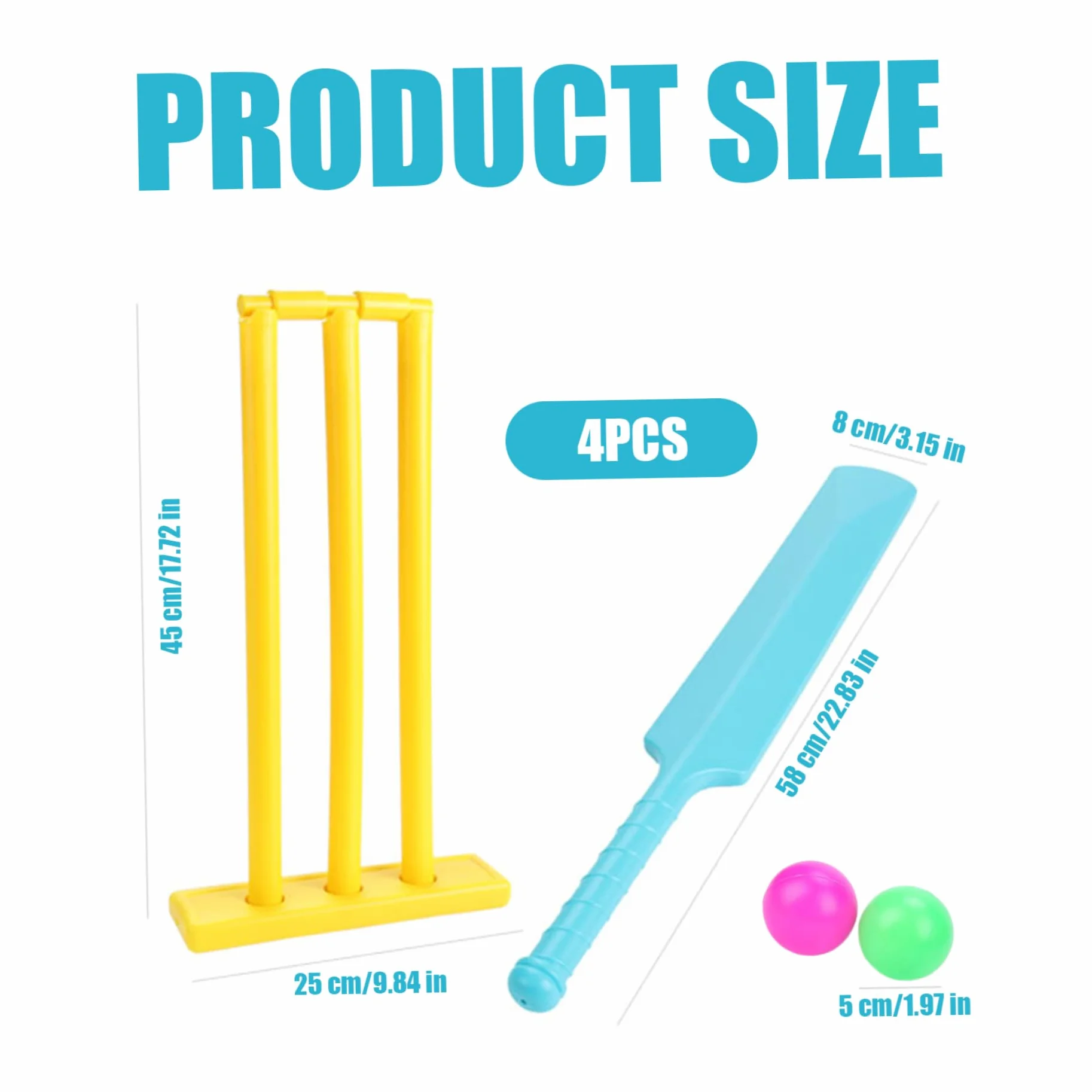 Ensemble de Cricket pour Enfants, kit de Cricket avec Batte ABS, souches, 2 balles, Jeu d'interaction Parent-Enfant