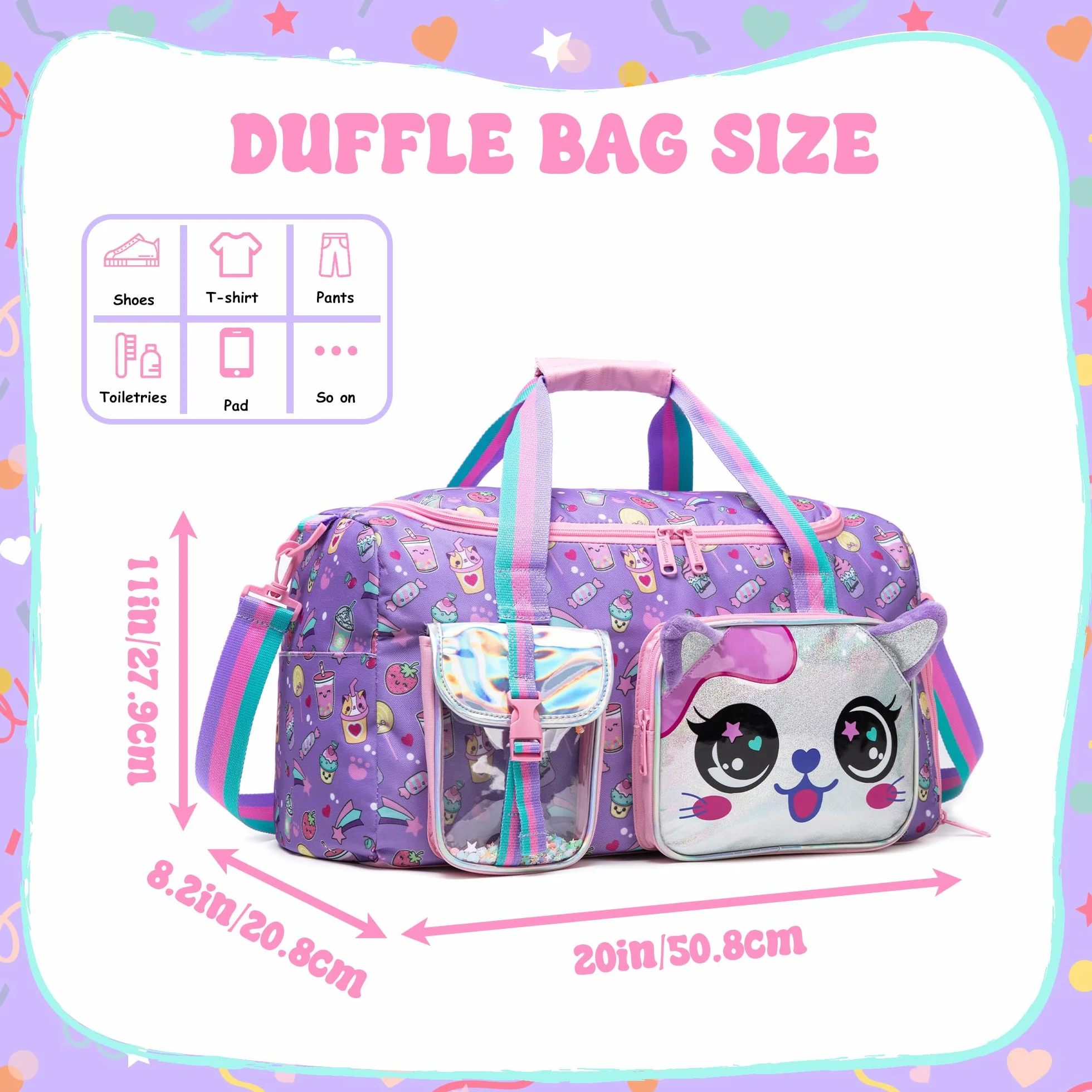 HTgroce Sac de Sport Fille Voyage Enfant Gym Résistant Piscine Danse Loisir