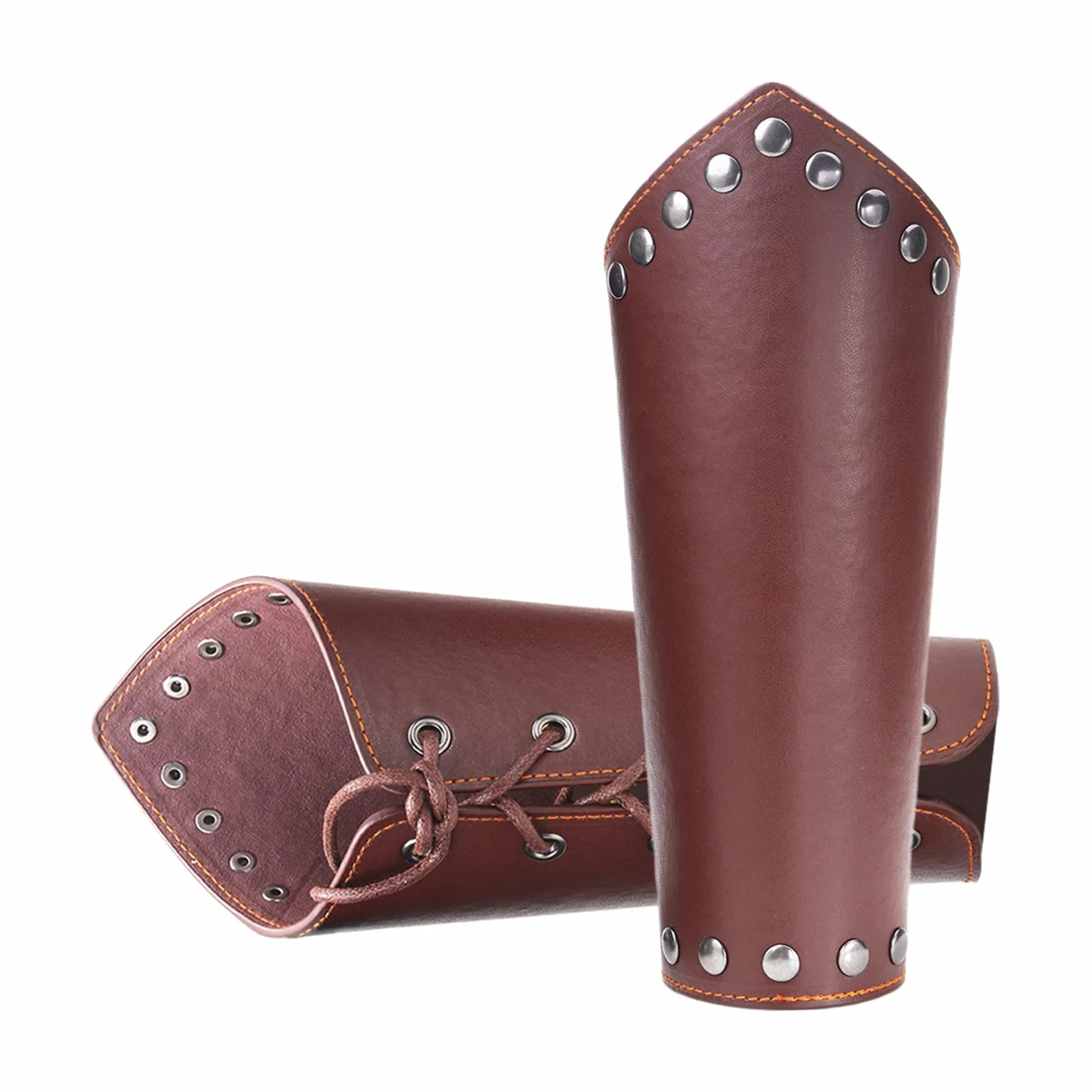 GORGECRAFT Cuir Gauntlet Bracelet Médiéval Armure Brassards Viking Poignet Gardes Bras Garde Tir à L'Arc Boucle Brassards Unisexe Cuir Poignets Brassard Bijoux Costume Kit Marron