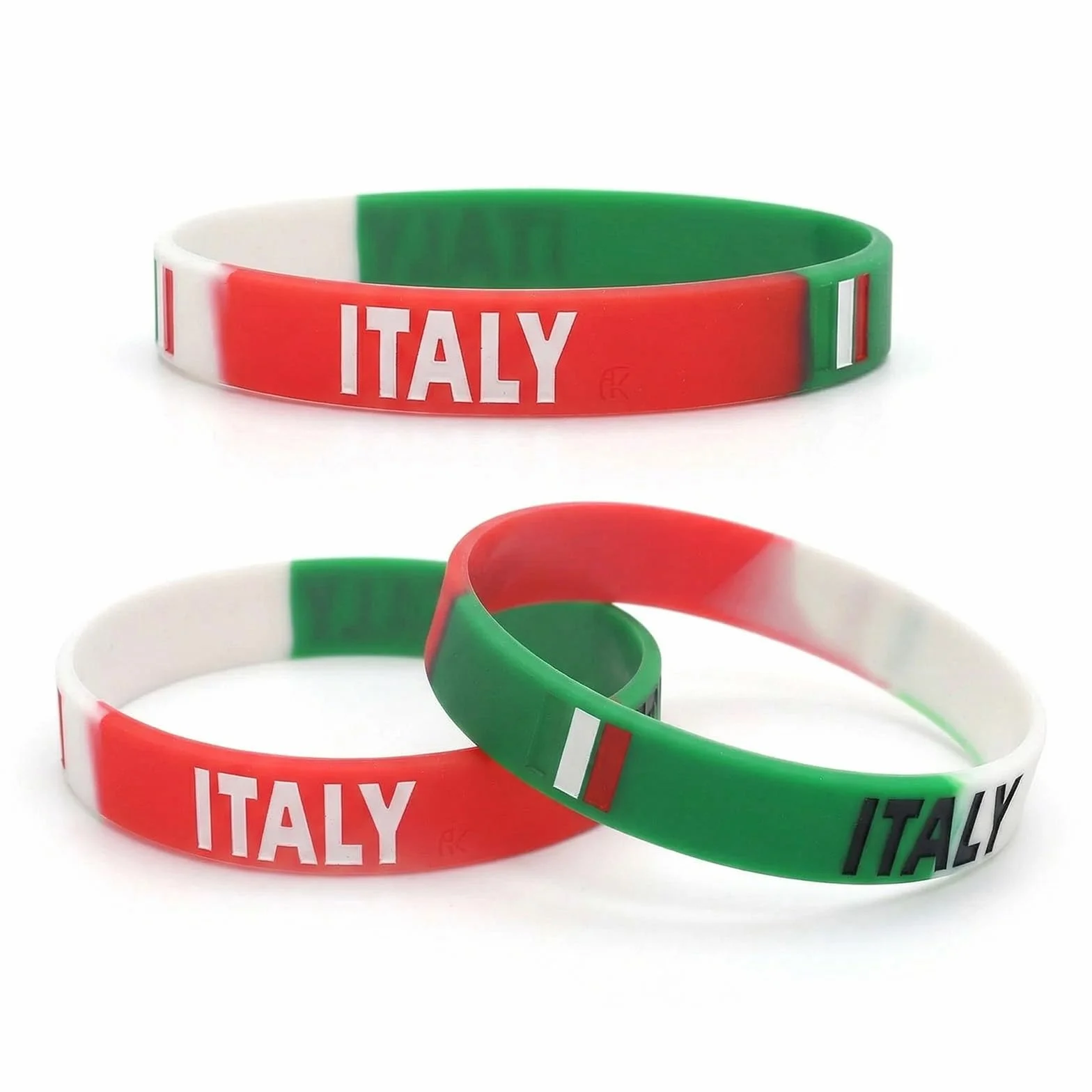 Bracelets Italie Silicone Bleu Lot de 3 Accessoire Supporter Football Élastique 20cm