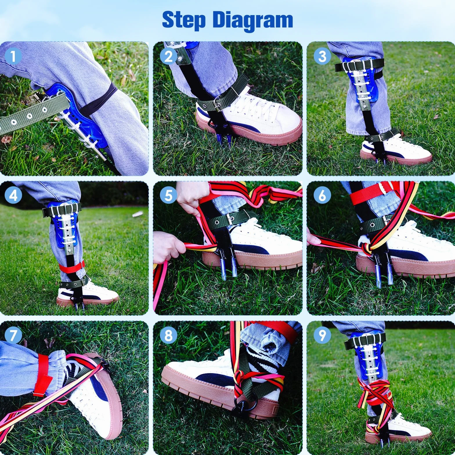 Ensemble de crampons d'escalade avec harnais de sécurité 150 kg pour arboriculteurs sauvetage