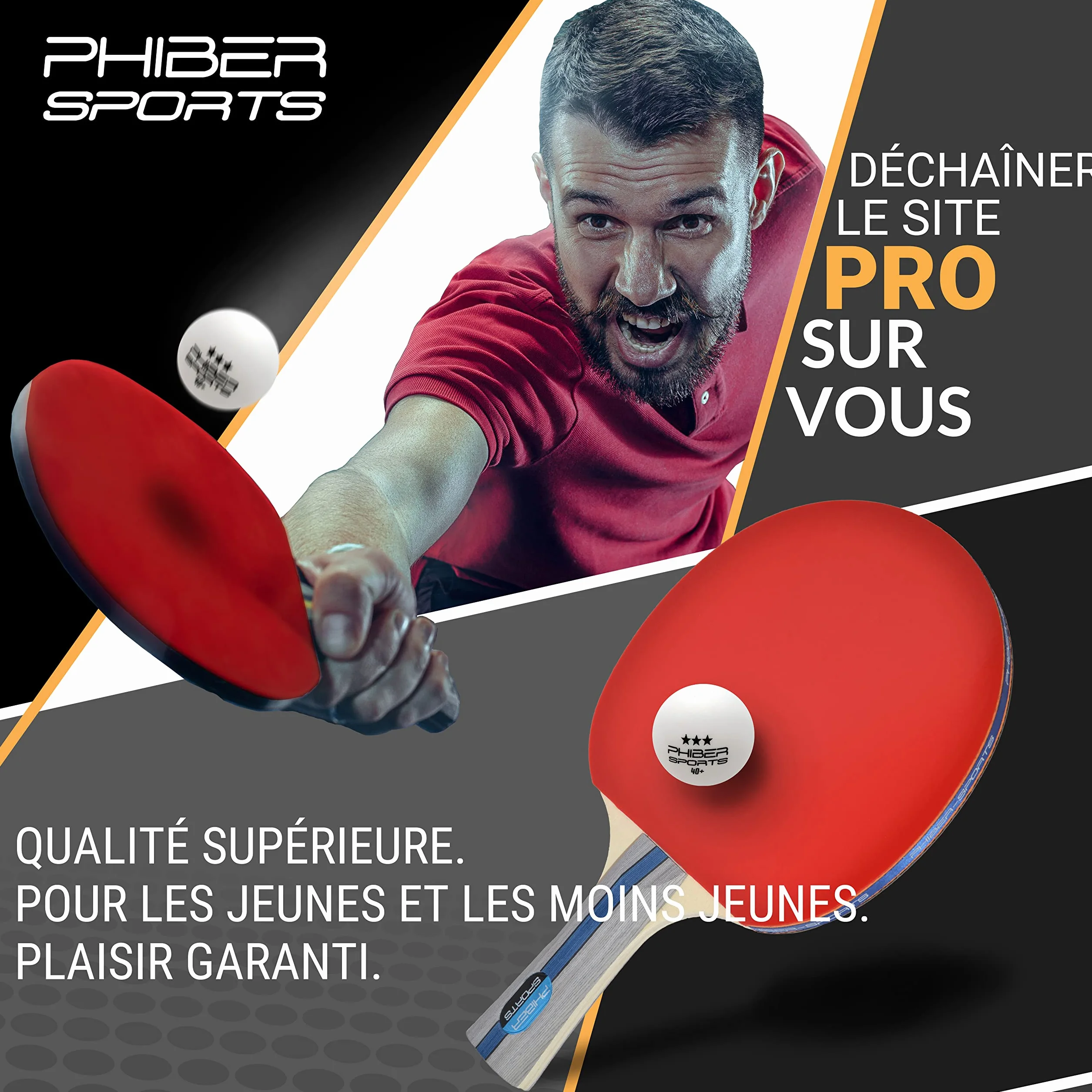 PHIBER-SPORTS Balles de Tennis de Table 3 étoiles 24 pièces