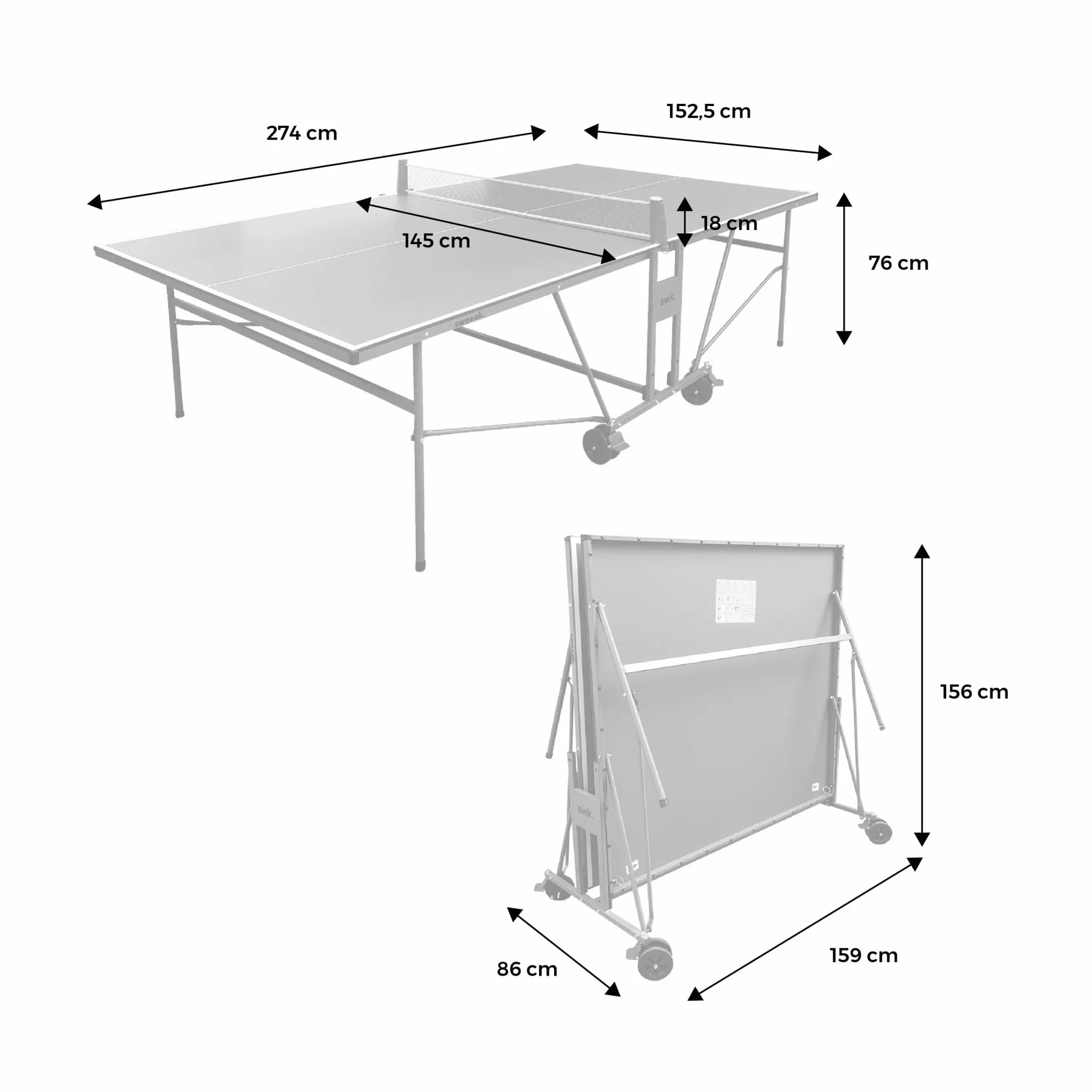 Table de ping-pong intérieur avec raquettes et balles tennis de table