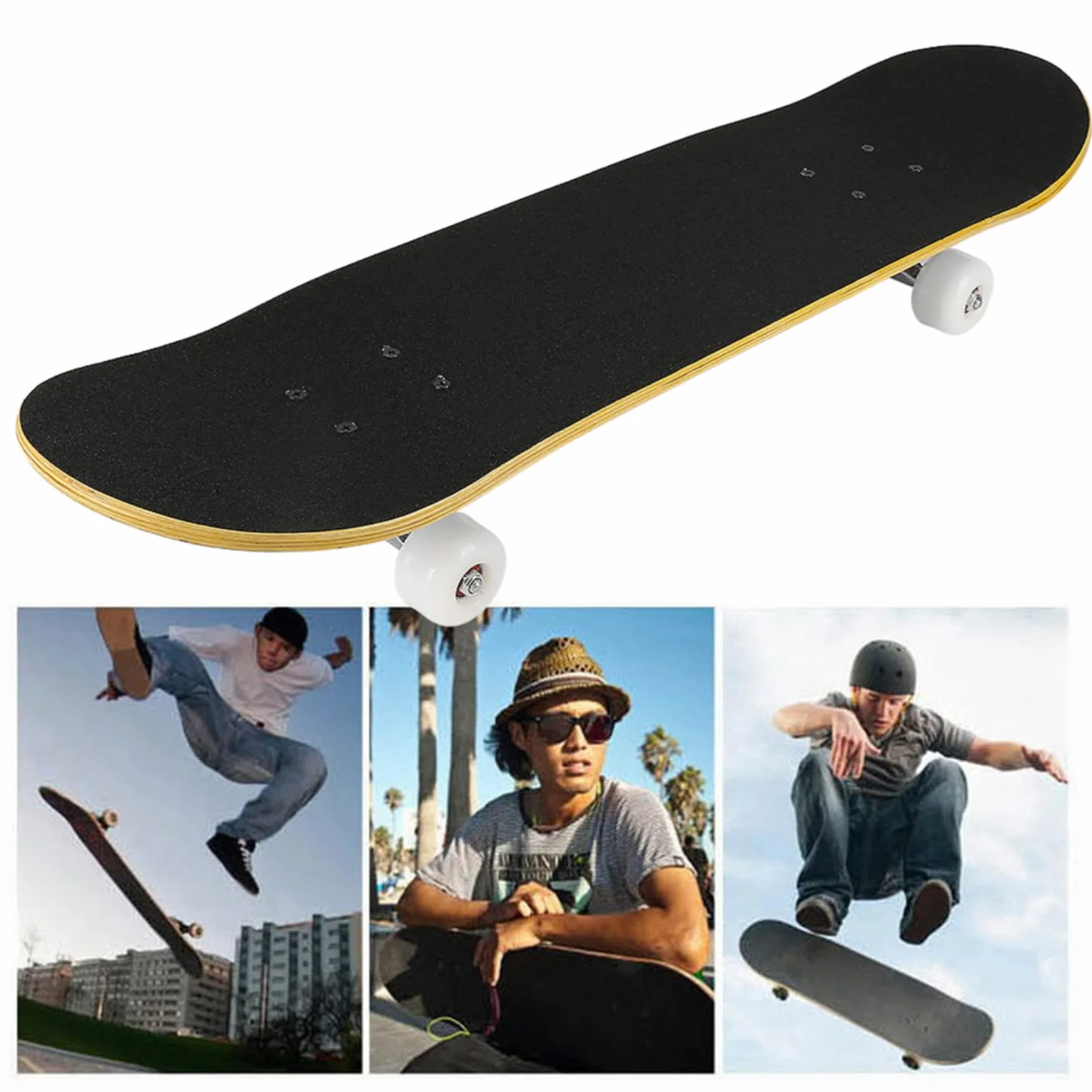 Skateboard Complet Enfants Adolescents Adultes Double Kick Maple Deck Concave Cruiser