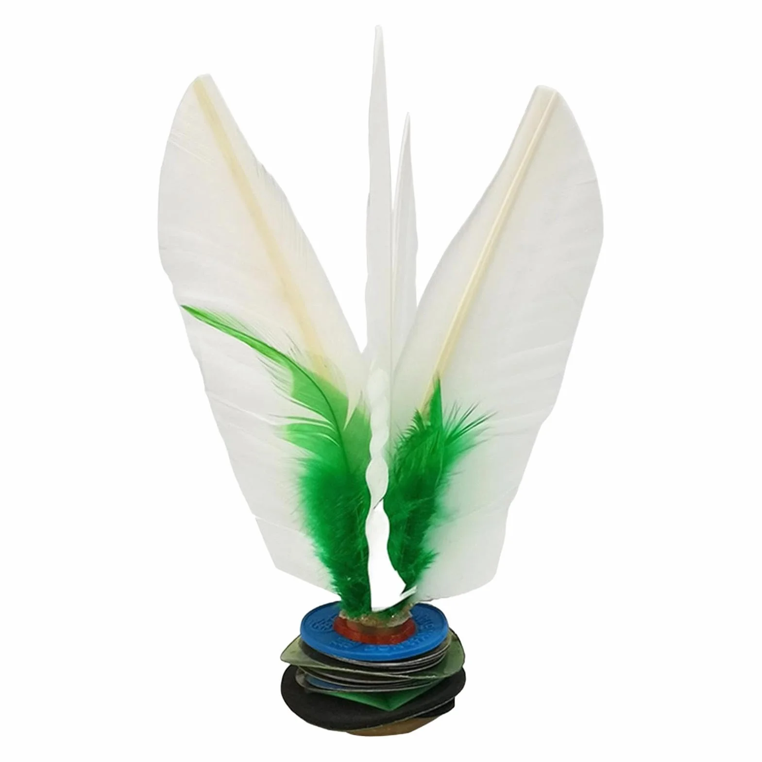 Chinese Jianzi Shuttlecock - White Feathers Foot Kick Handwheel Fitness Sports Outdoor Toy for Kids Adults
