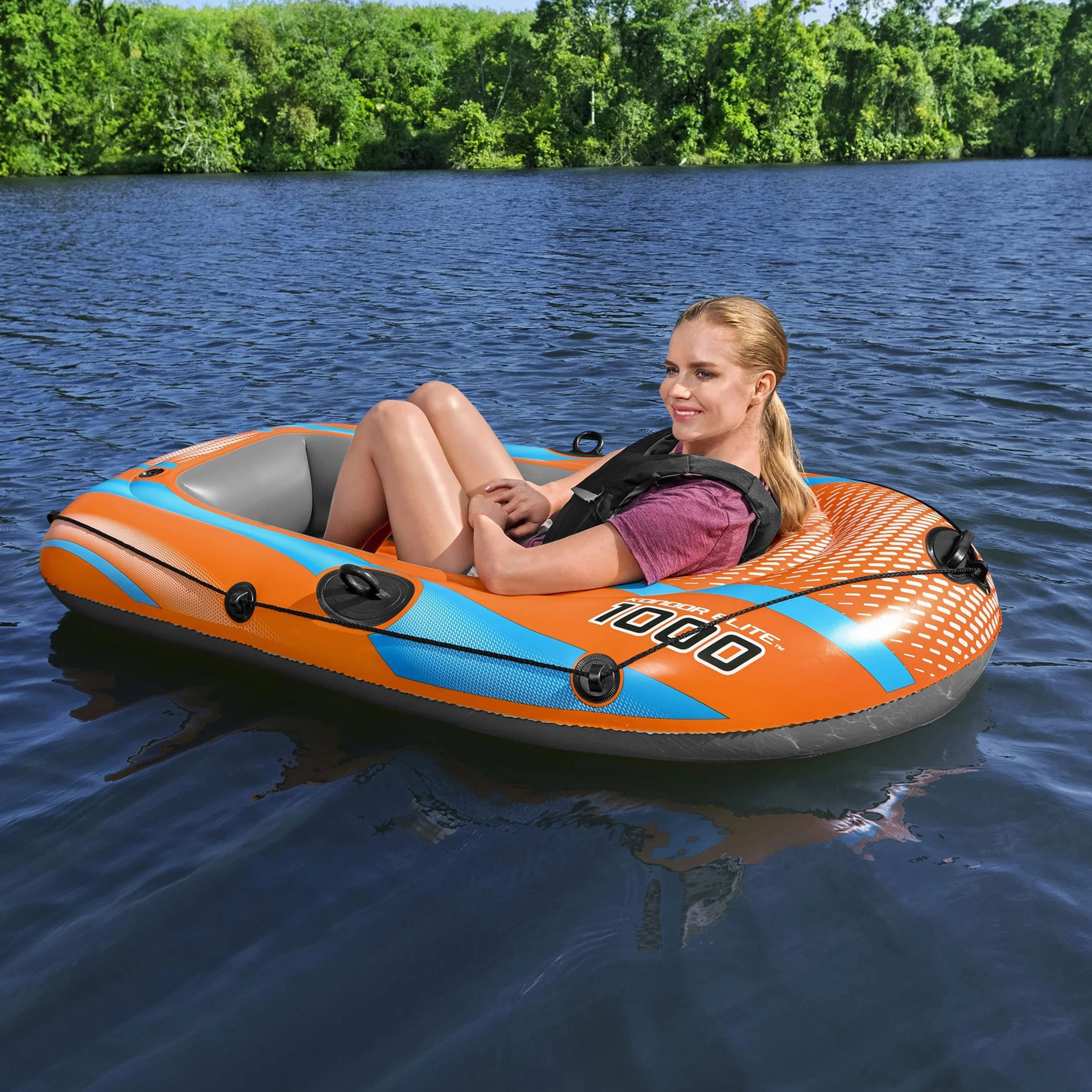 Bestway Kondor Elite Inflatable Boat One-Man Raft with Hand Pump