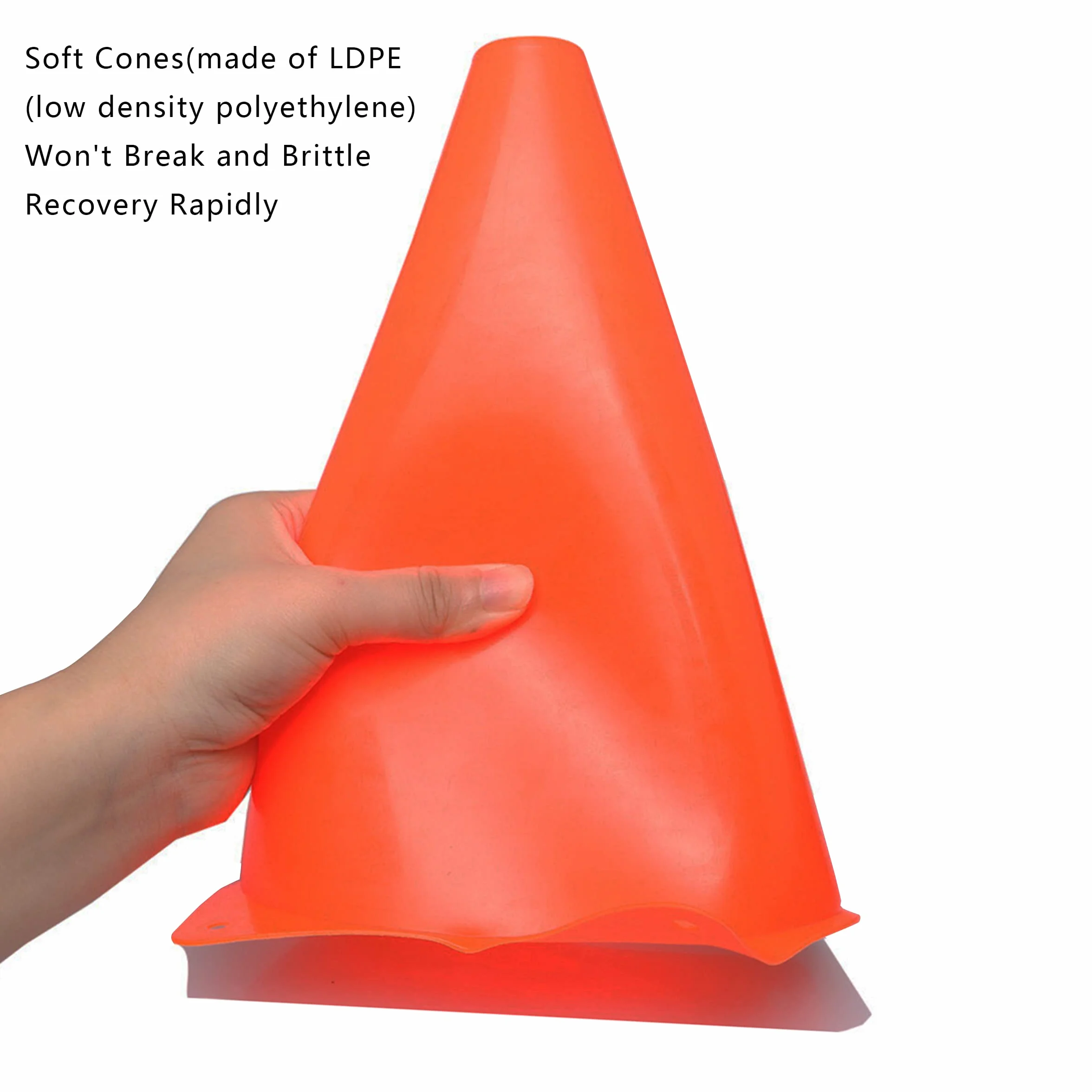 Ellien Lot de 10 cônes de signalisation orange 22,9 cm pour extérieur