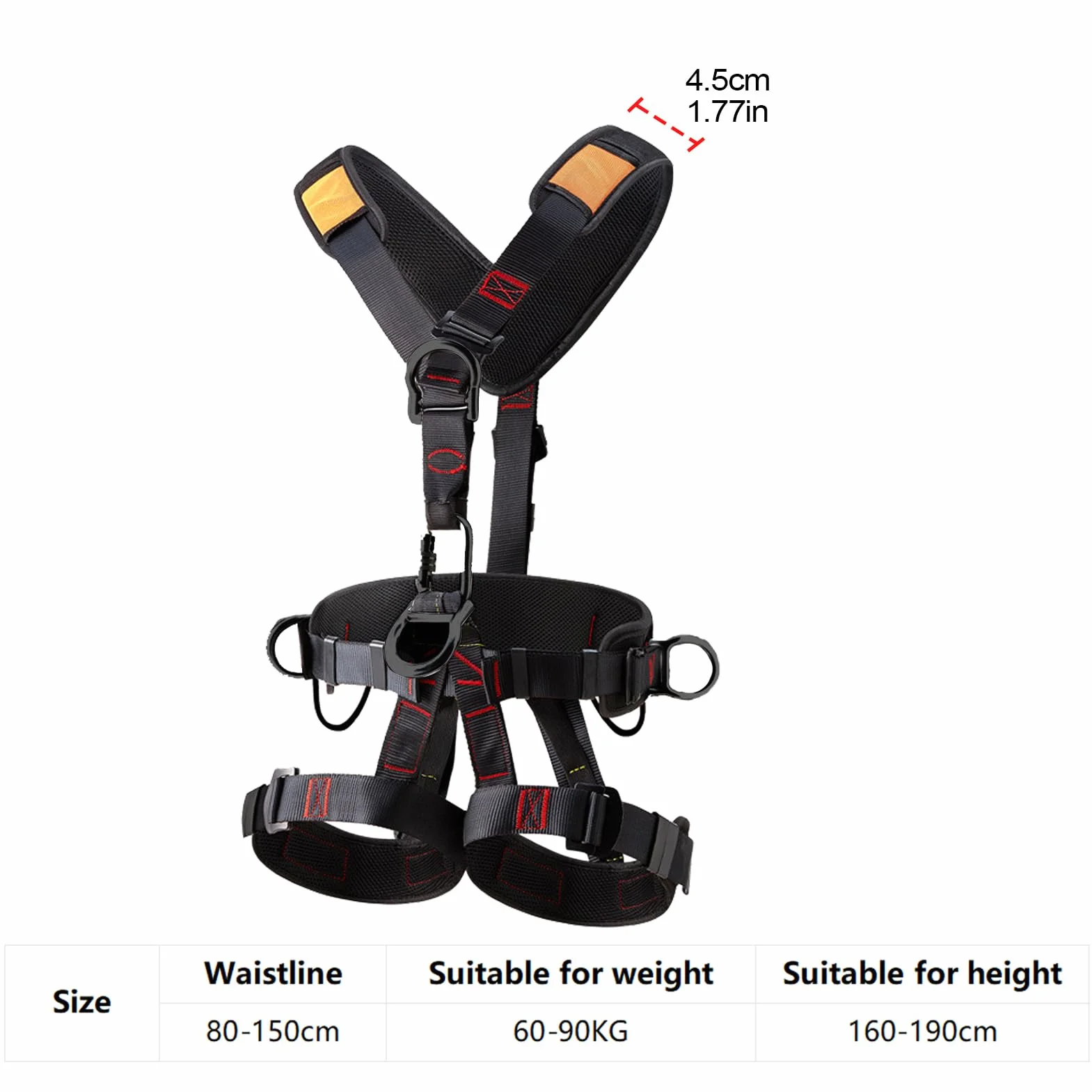 Kit Antichute Travaux En Hauteur Harnais Escalade Adulte Baudrier Protection Contre Les Chutes 60-90KG