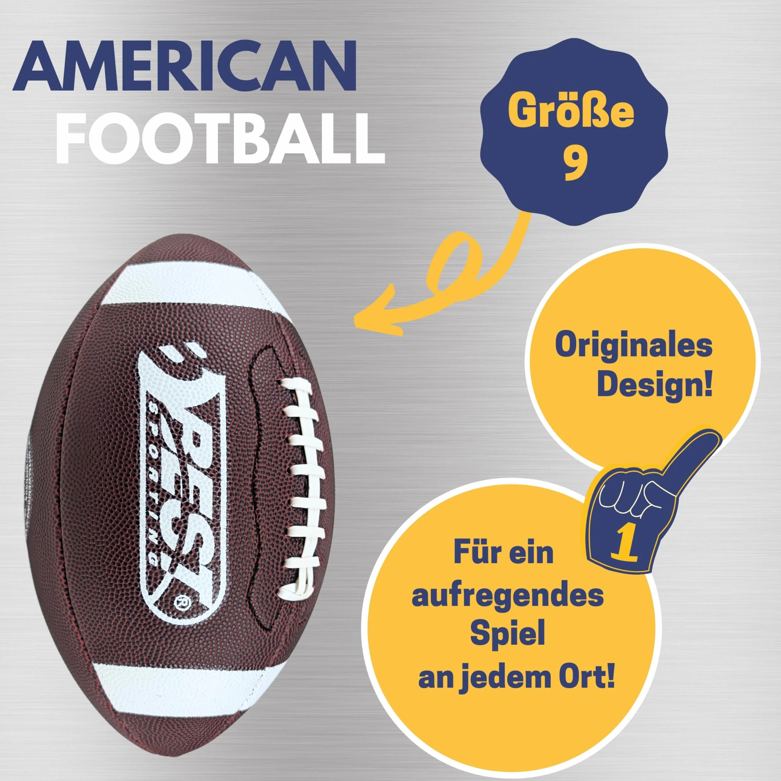 Best Sporting Ballon de football américain Taille 9 – Ballon robuste pour adultes et adolescents à partir de 14 ans