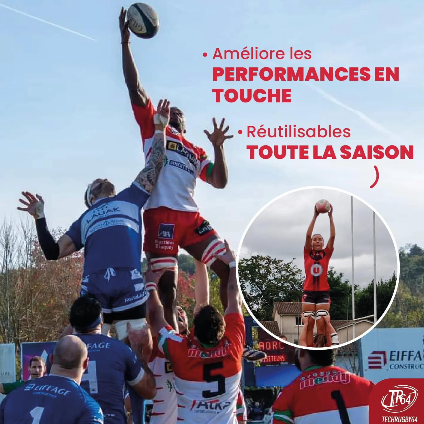 Support de Touche Rugby Banane S – Cales de Lift pour Sauteur – Fabriqué en France – Paire