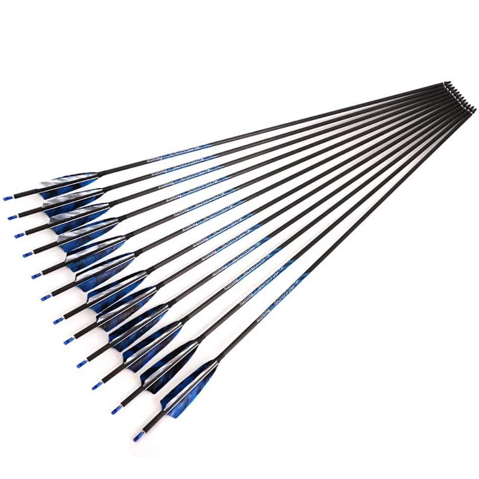 ACCMOS Flèches Carbone 18pcs Diamètre Intérieur 6.2mm Spine 250-800 pour Arc à Poulies Recurve