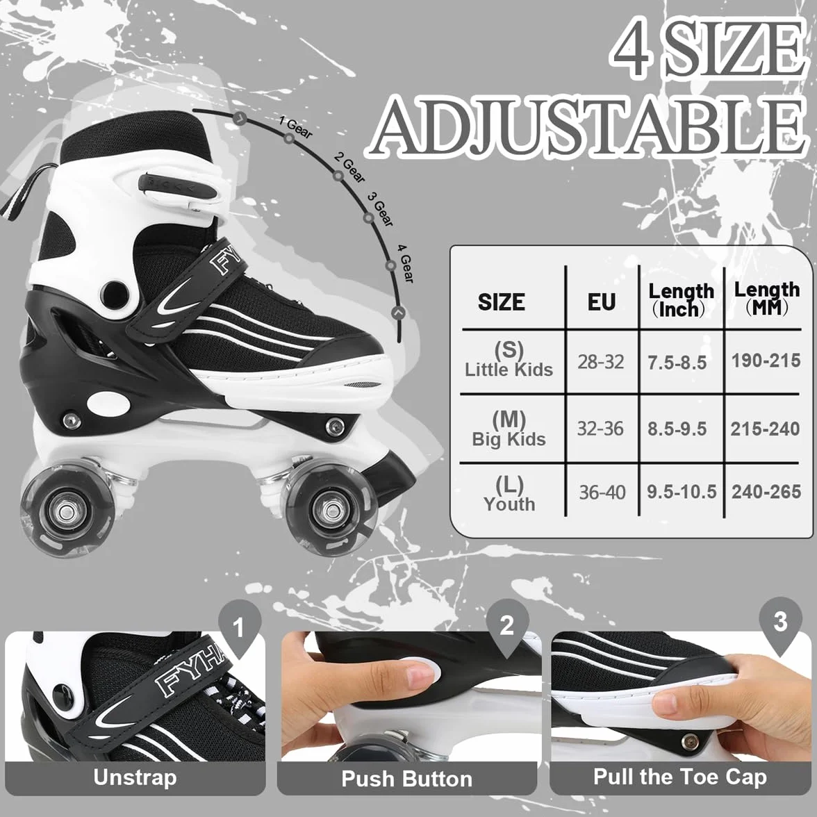 Patins à roulettes pour enfants avec roues lumineuses ajustables intérieur extérieur