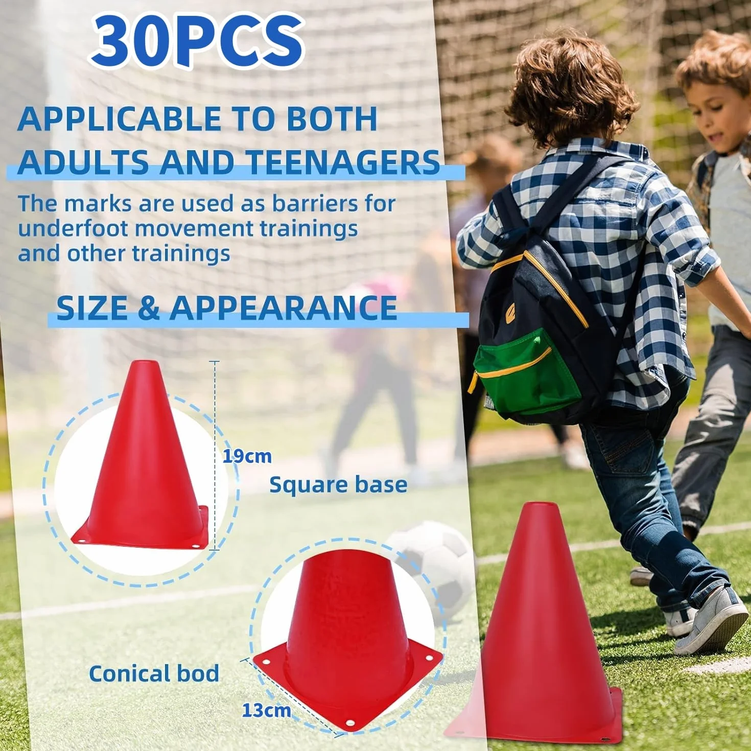 Cônes de Signalisation 30 Pièces 19CM Marqueur d'Entraînement de Football en Plastique pour Basket-Ball